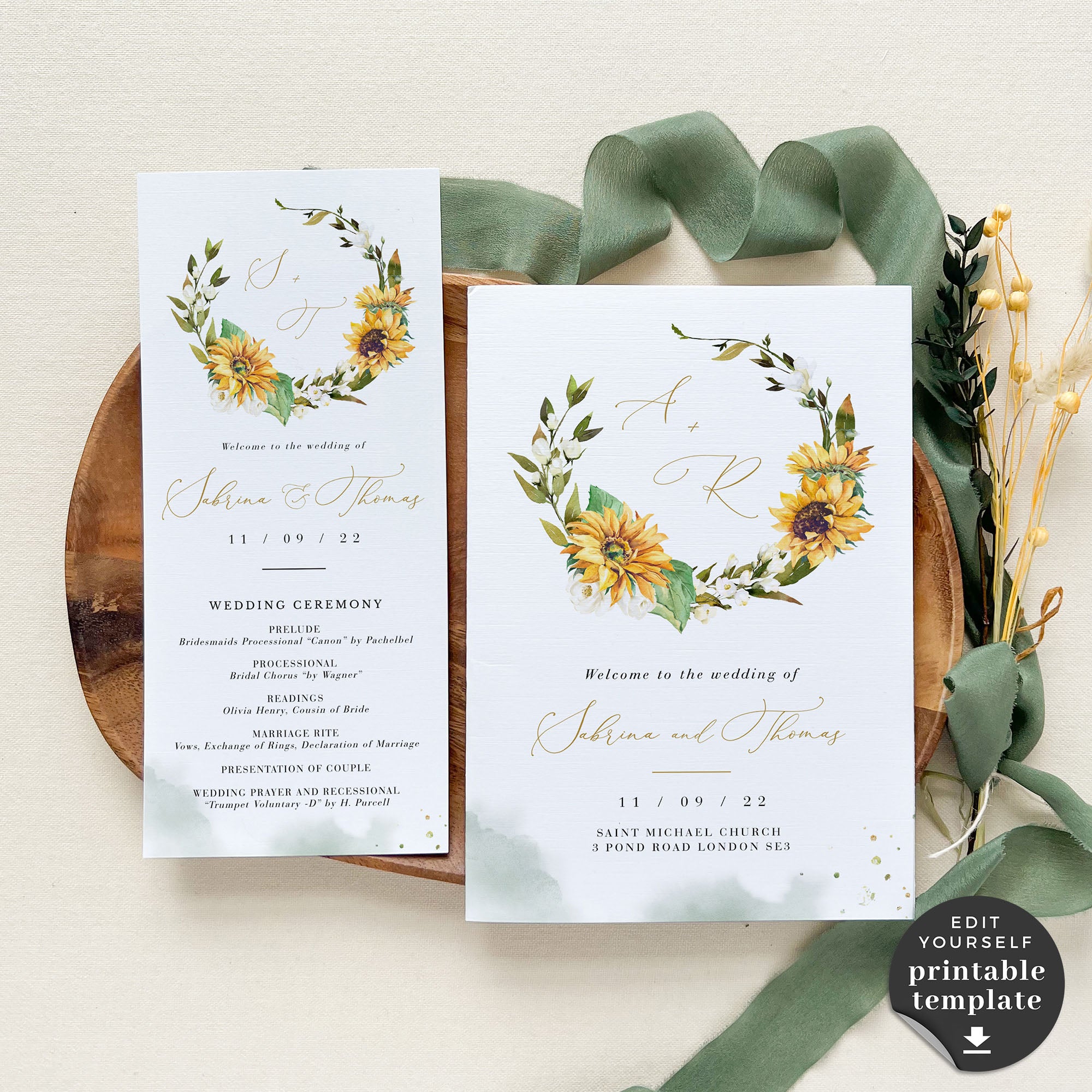 Marisol | Sunflowers Wedding Program Template