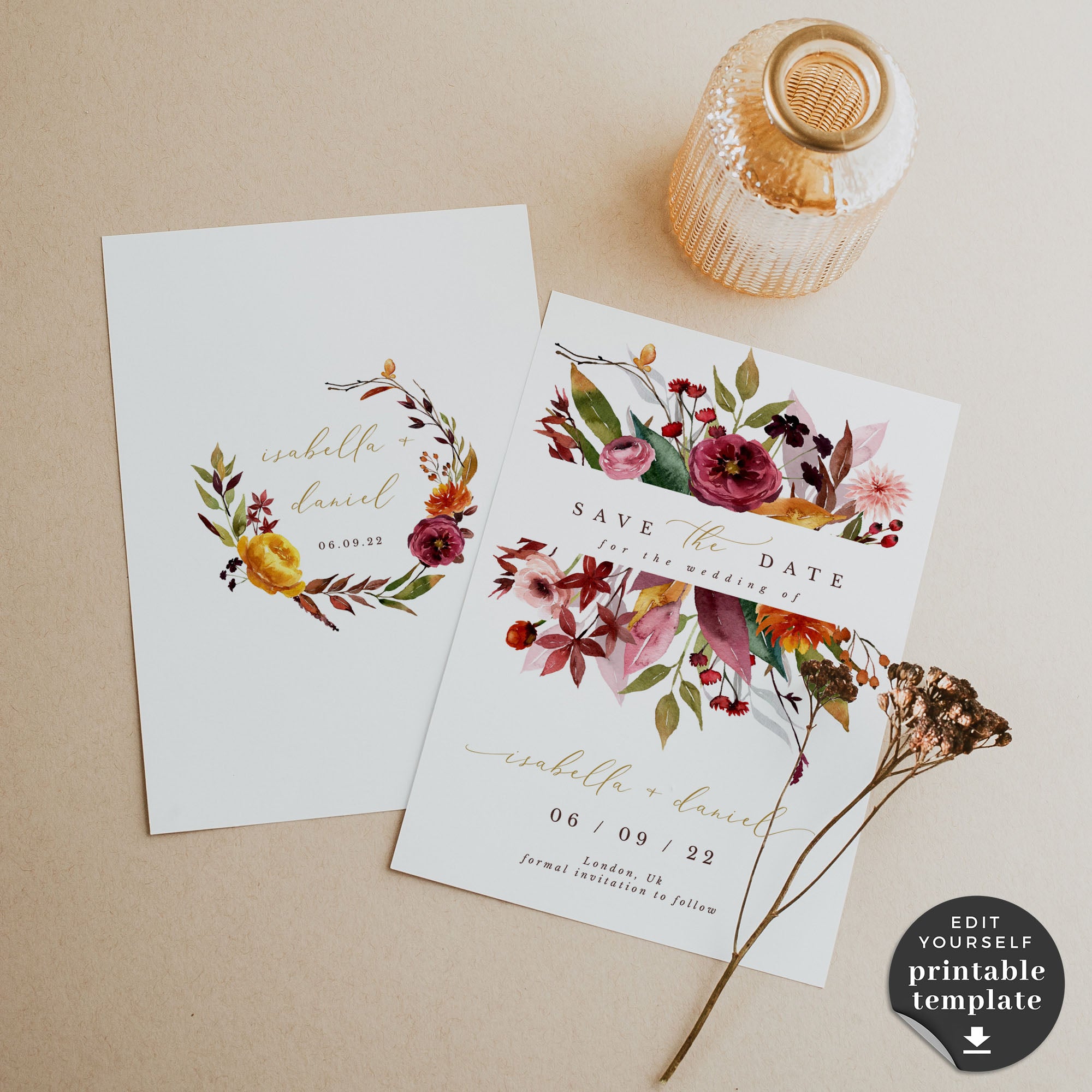 Ambra | Fall Wedding Save the Date Card Template