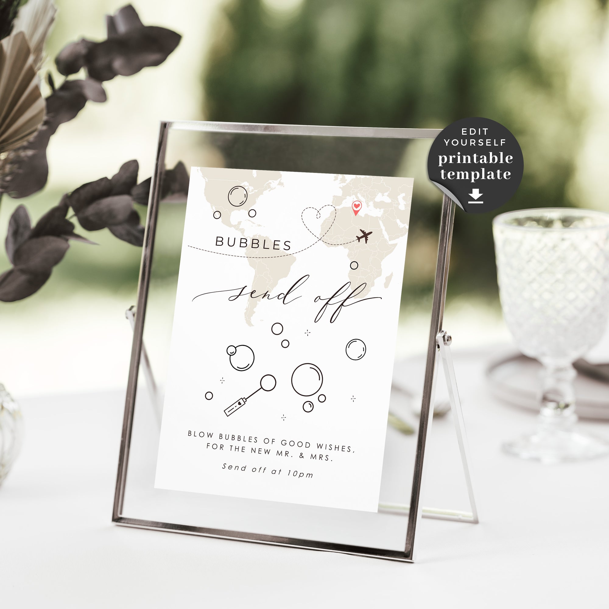 Sofia | Bubbles Send Off Wedding Sign Template