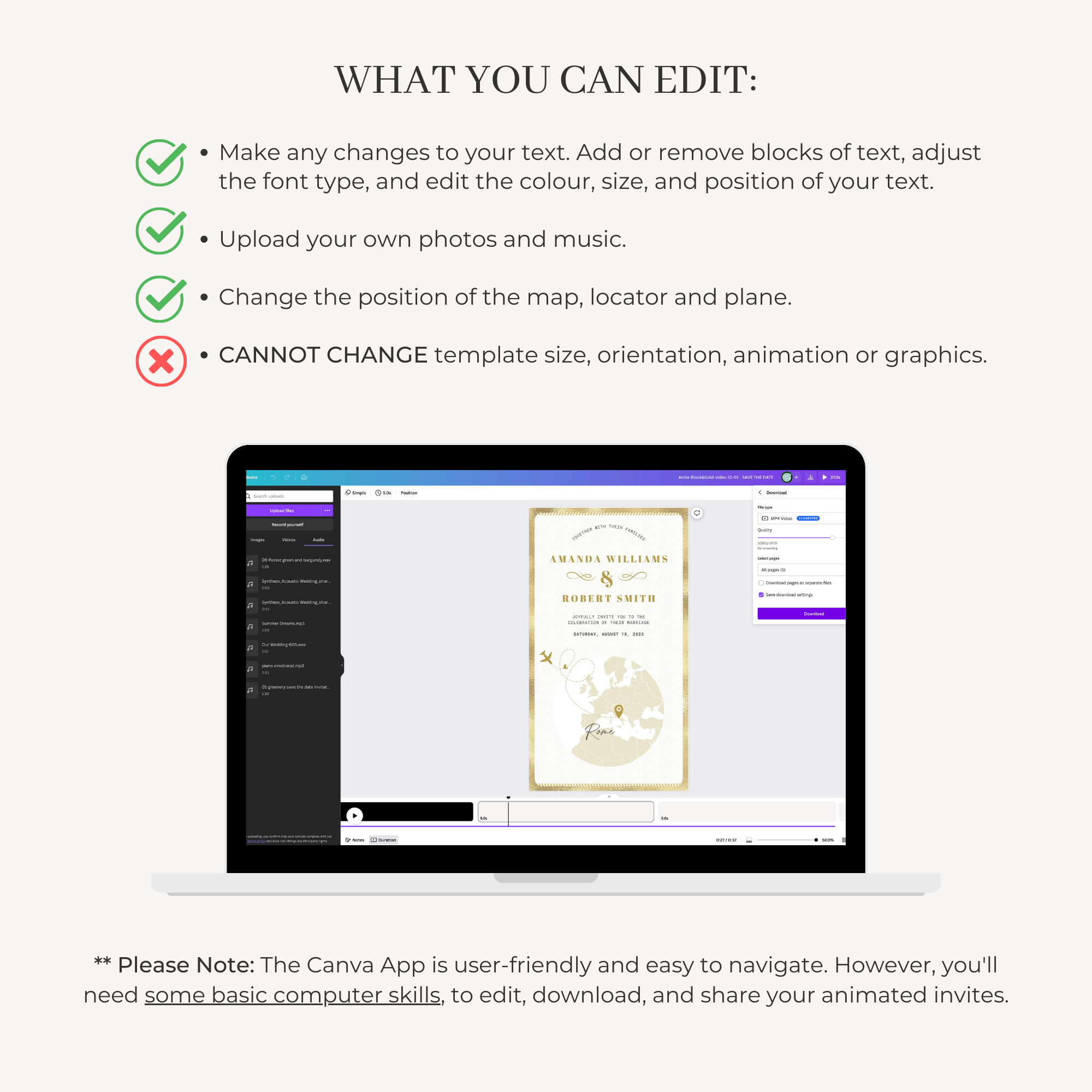 Passport Wedding Invitation Video Template - White &amp; Gold