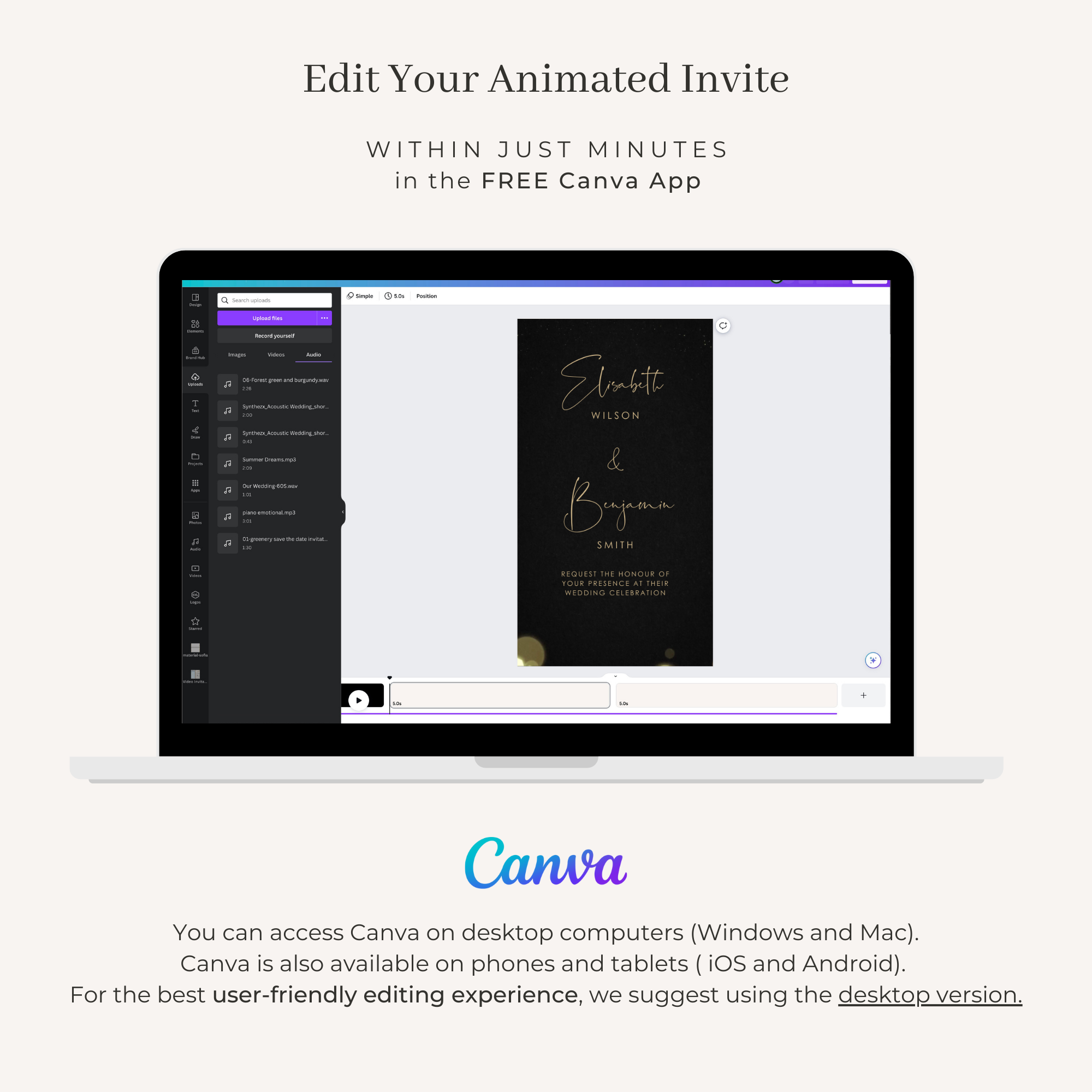 ANITA Wedding Invitation Video Template - Black &amp; Gold