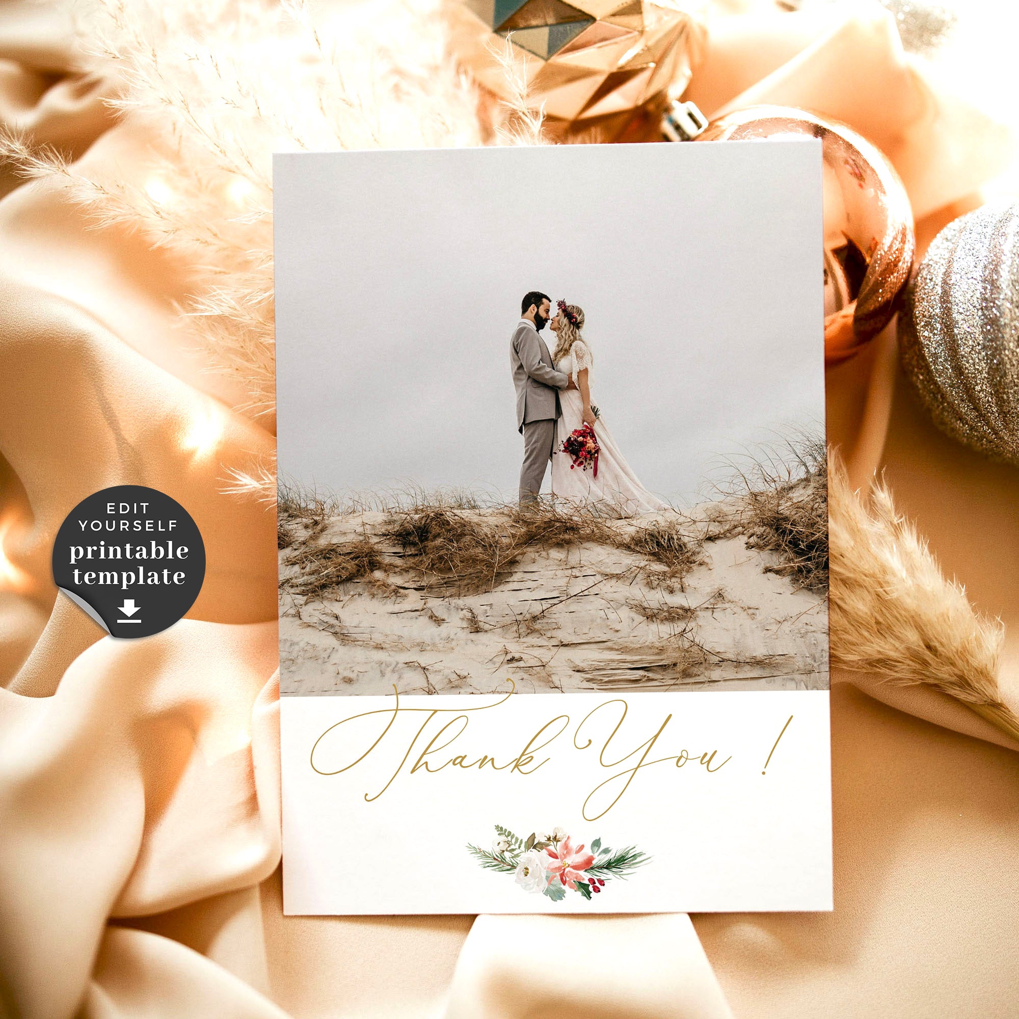 Natalia | Christmas Wedding Thank You Card Template