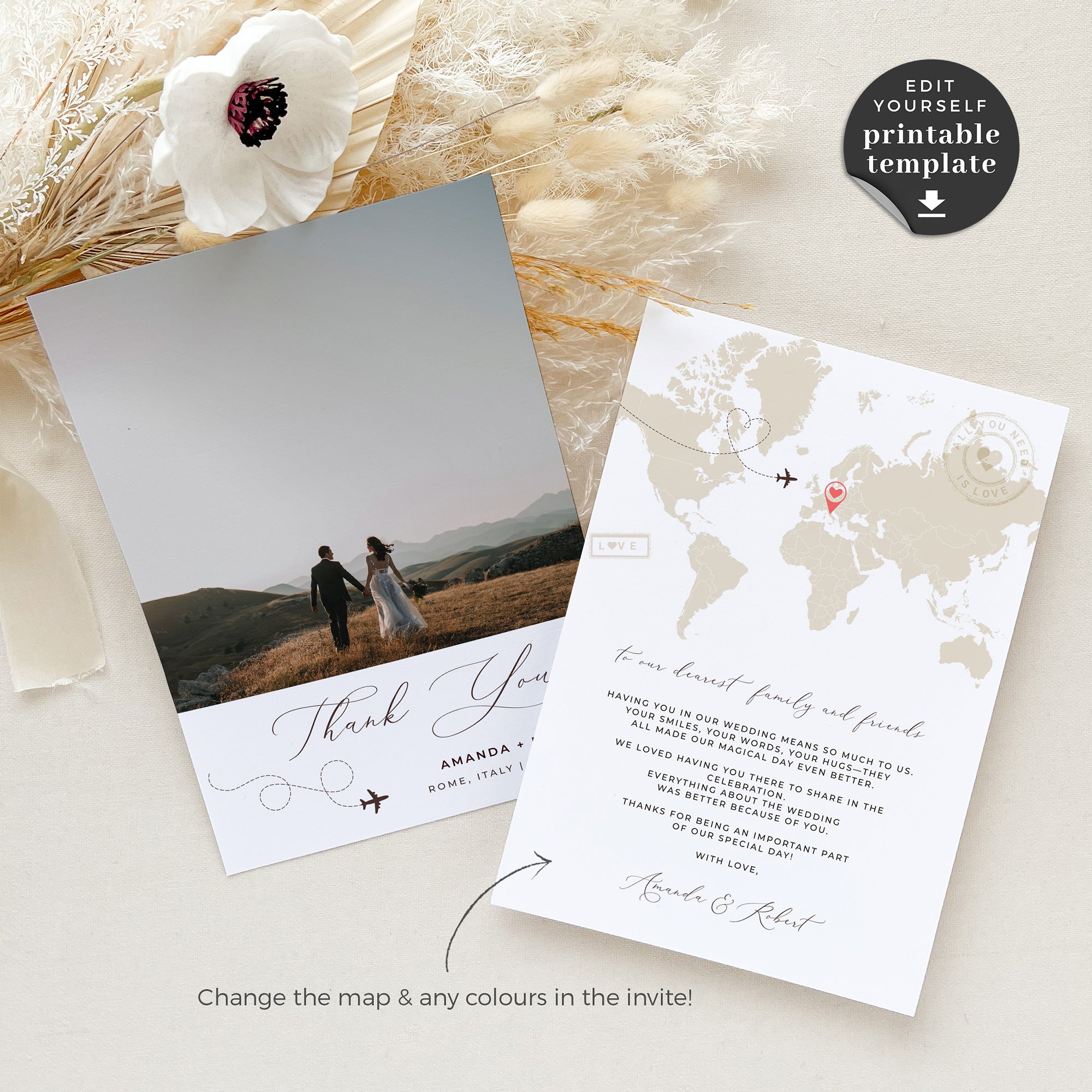 Sofia | Destination Wedding Thank you Card Template
