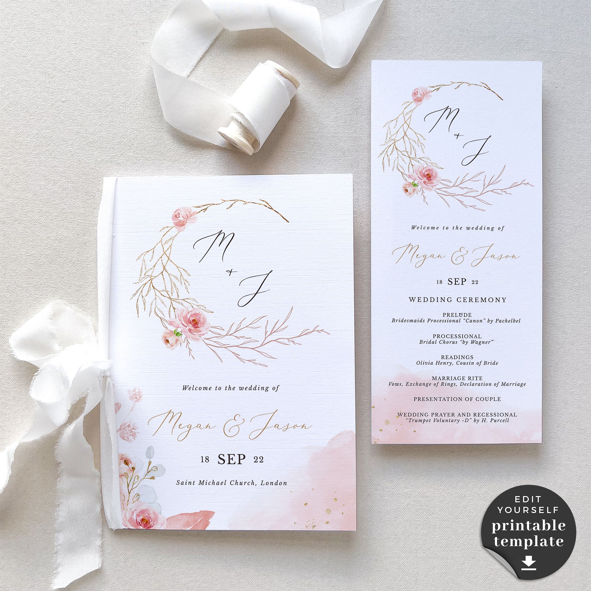 Fiorella | Printable Ceremony Program Template