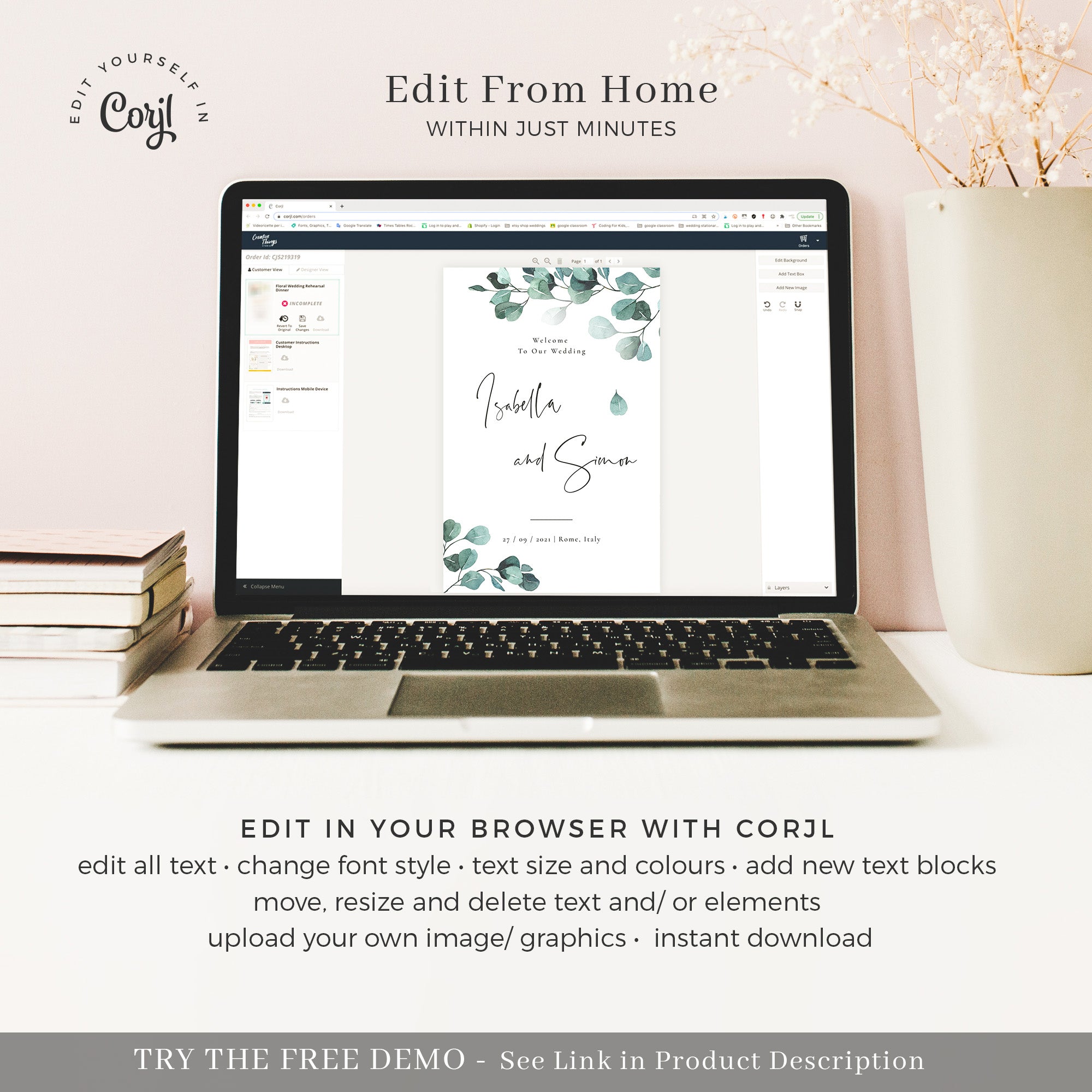 Luisa | Eucalyptus Wedding Welcome Sign Template
