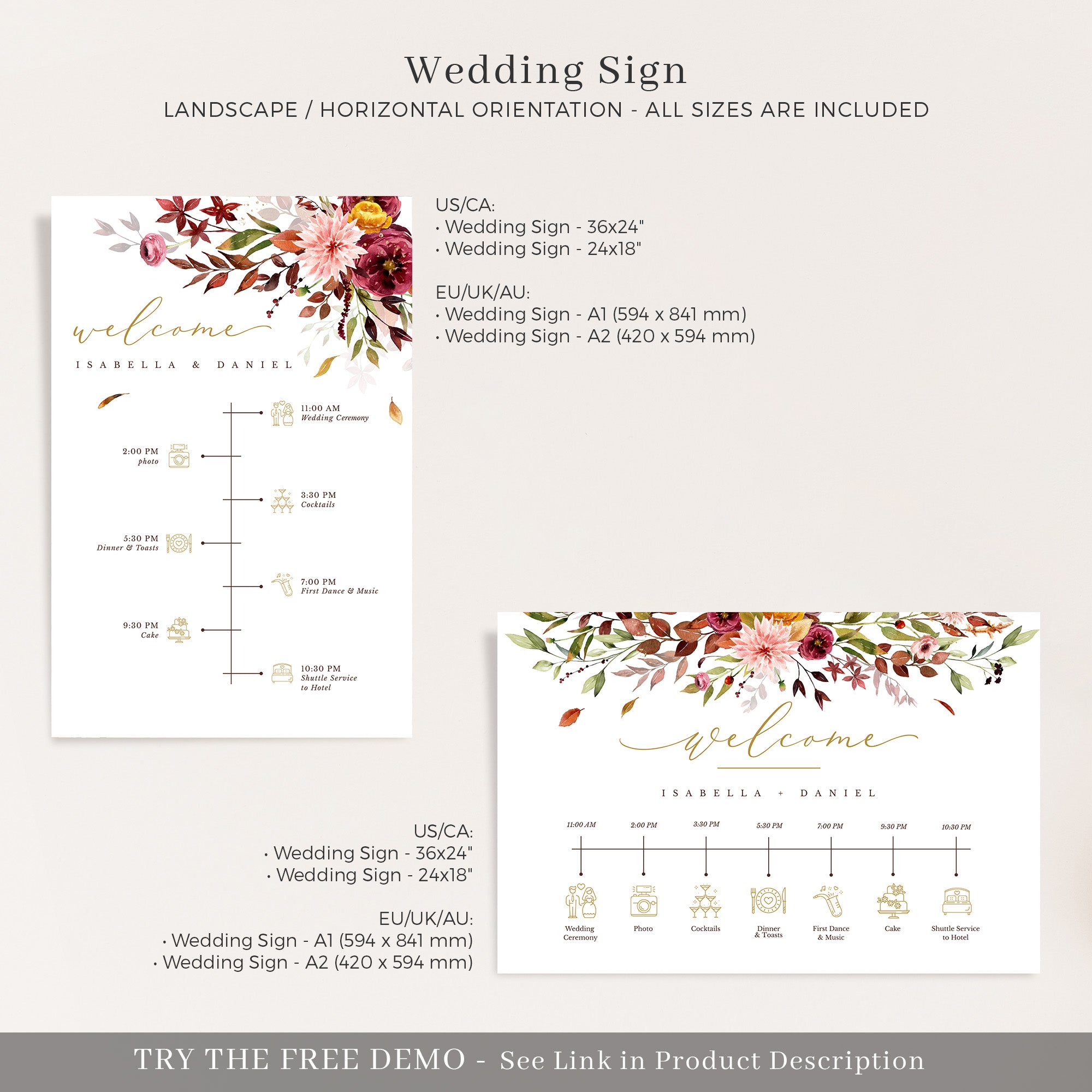 Ambra | Fall Wedding Order of Events Template