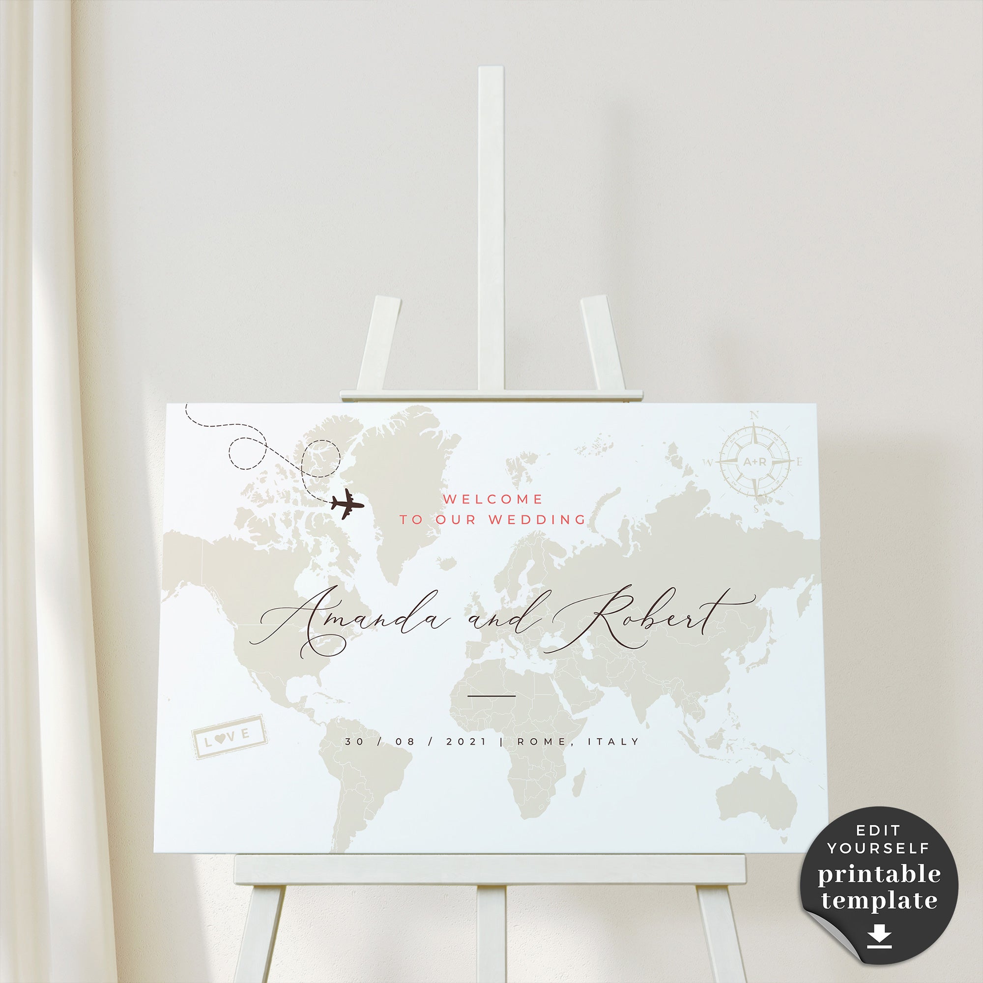 Sofia | Travel Themed Wedding Welcome Sign Template