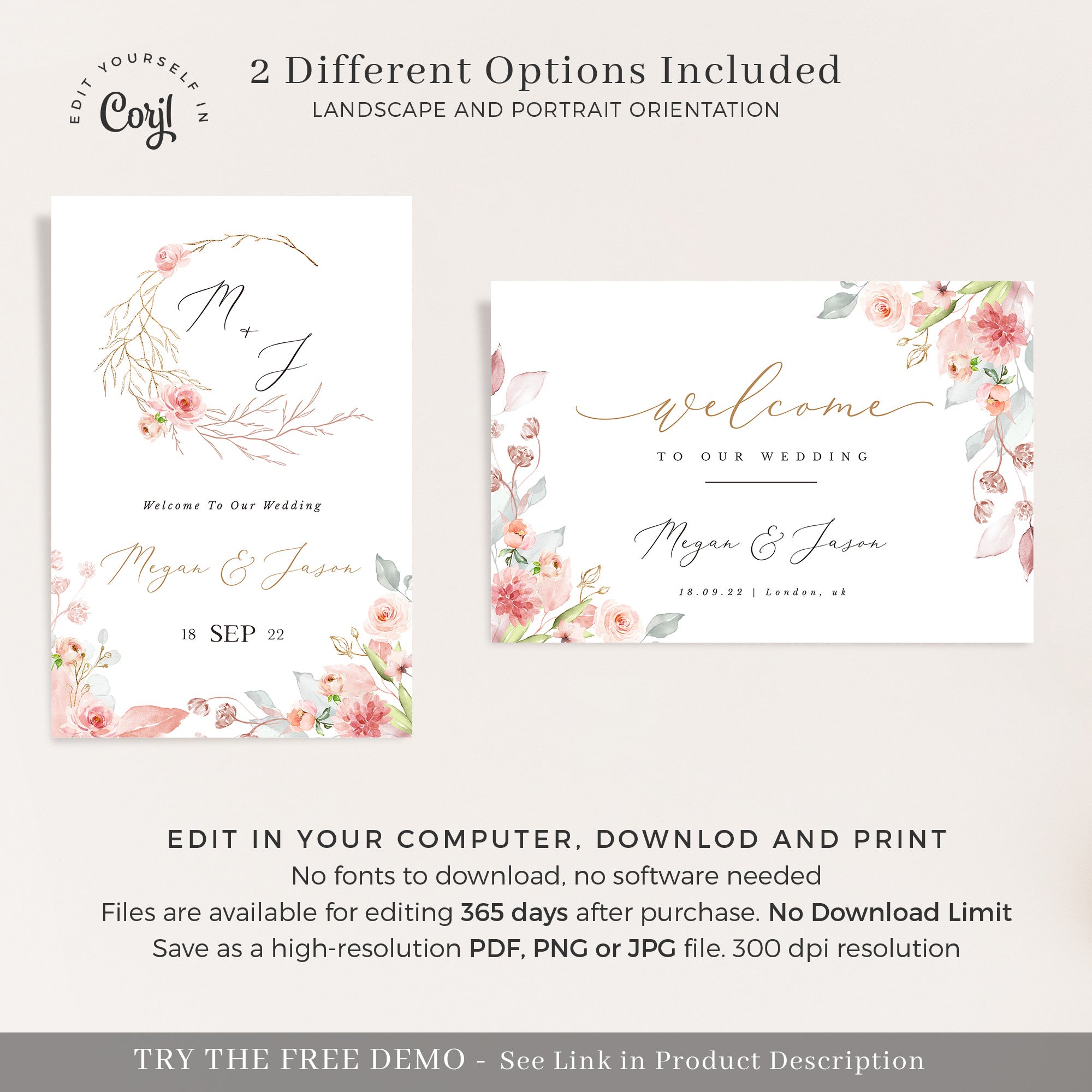 Fiorella | Welcome to Our Wedding Sign Template