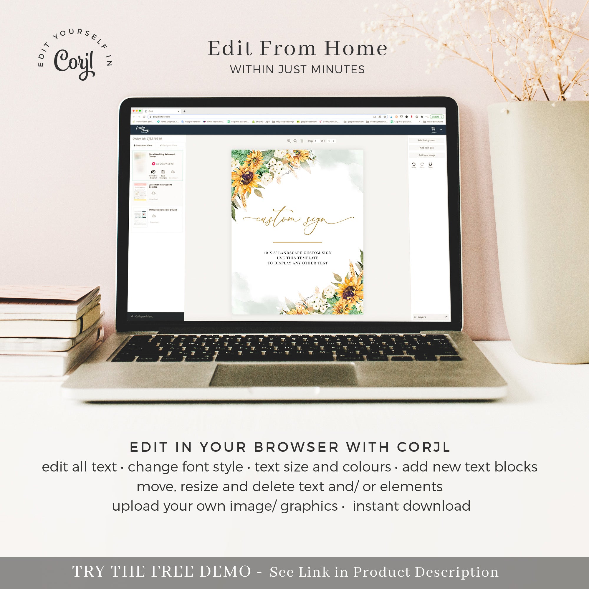 Marisol | Sunflowers Custom Wedding Sign Template