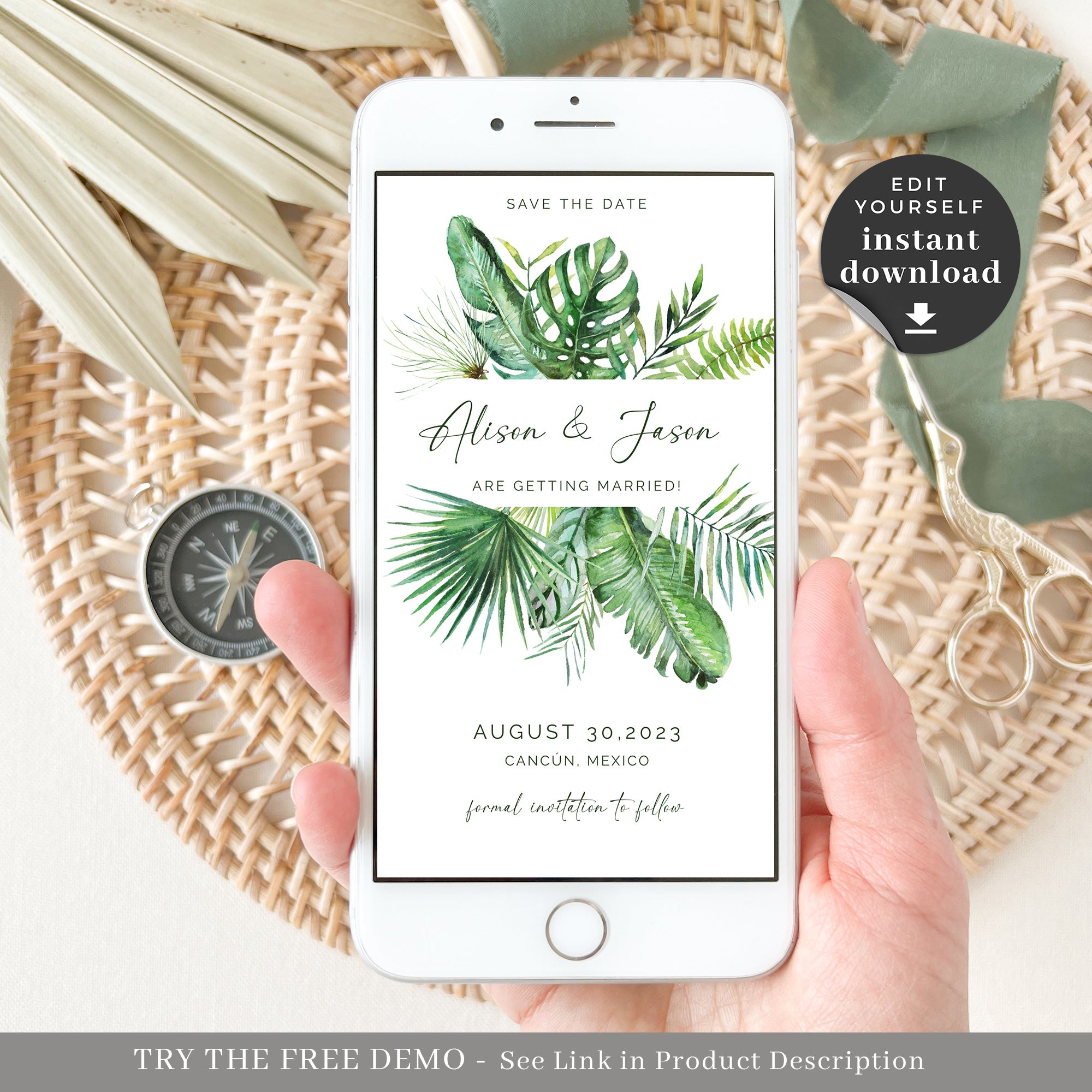 Tropical Wedding Save the Date Evite