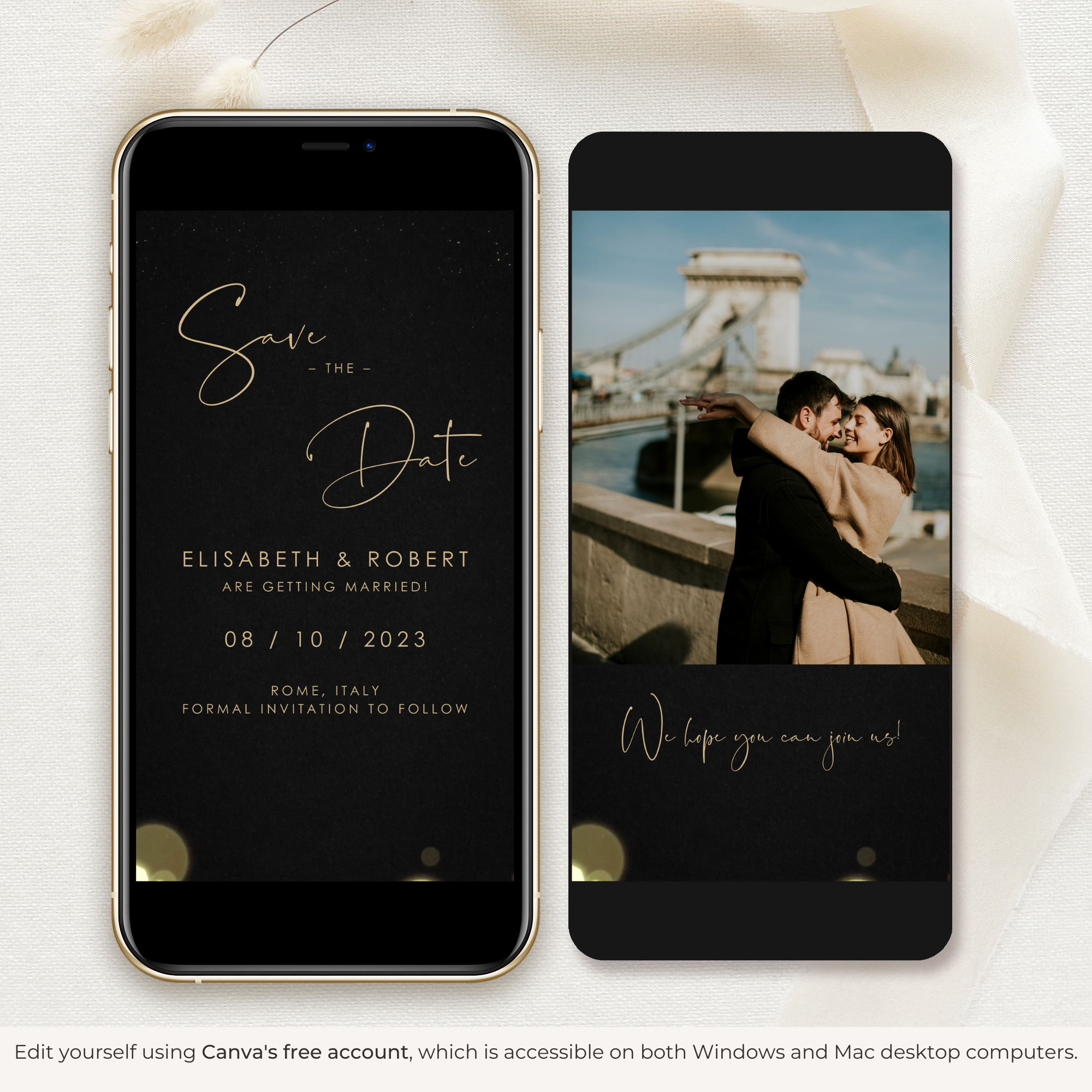 ANITA Save the Date Video Template - Black &amp; Gold