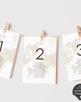 Sofia| World Map Wedding Seating Cards Template