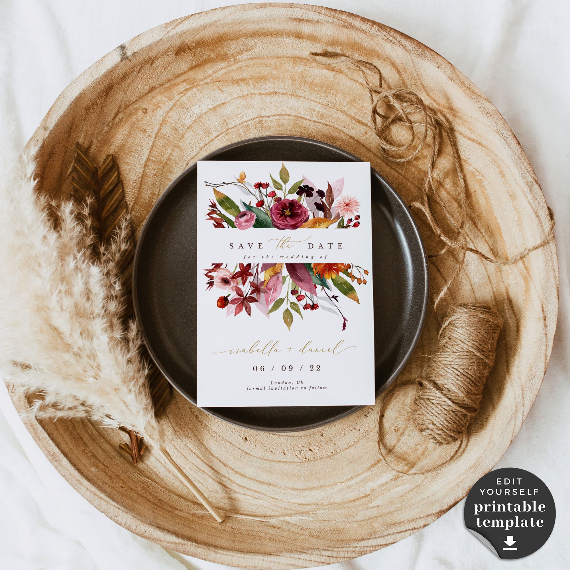 Ambra | Fall Wedding Save the Date Card Template