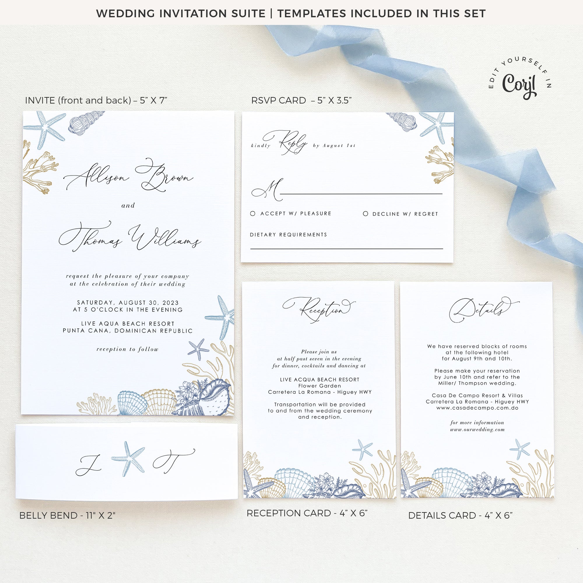 HILA | Ocean Wedding Invitation Set Template