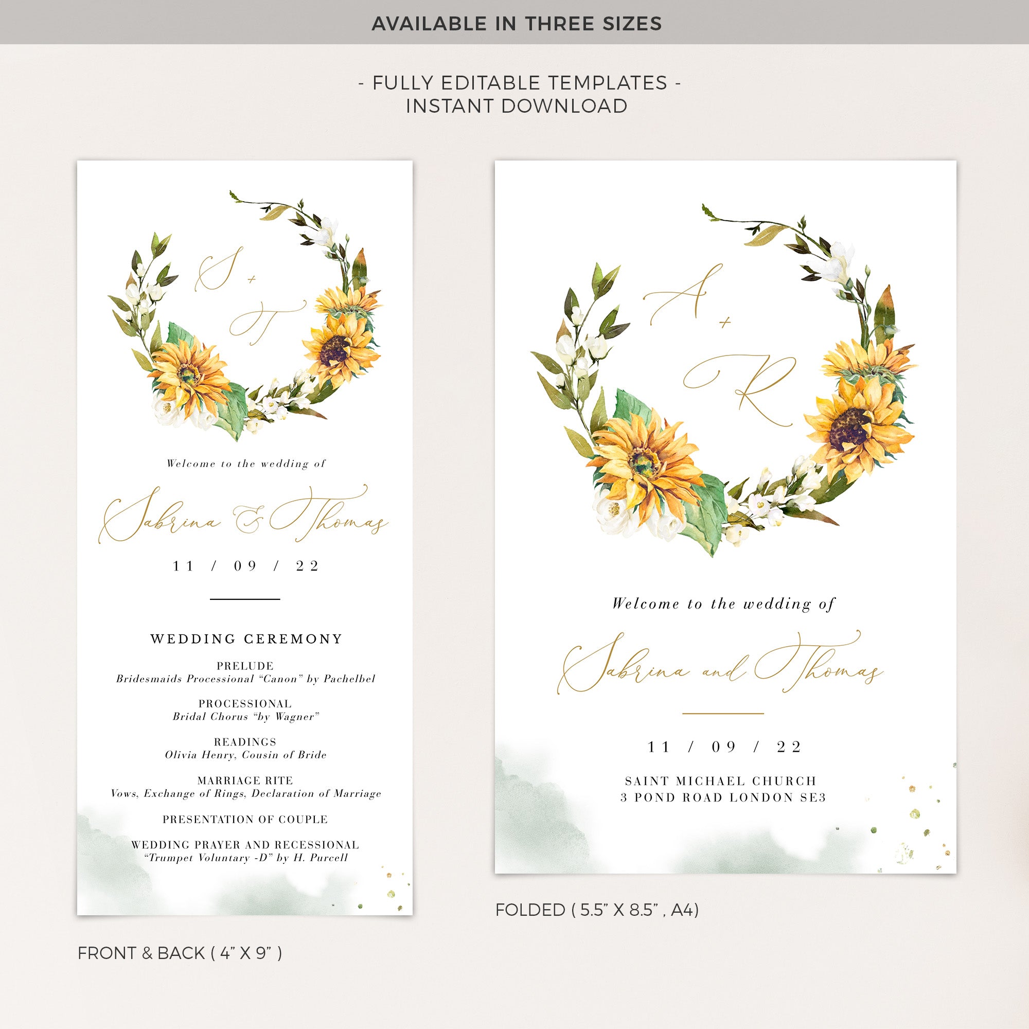 Marisol | Sunflowers Wedding Program Template