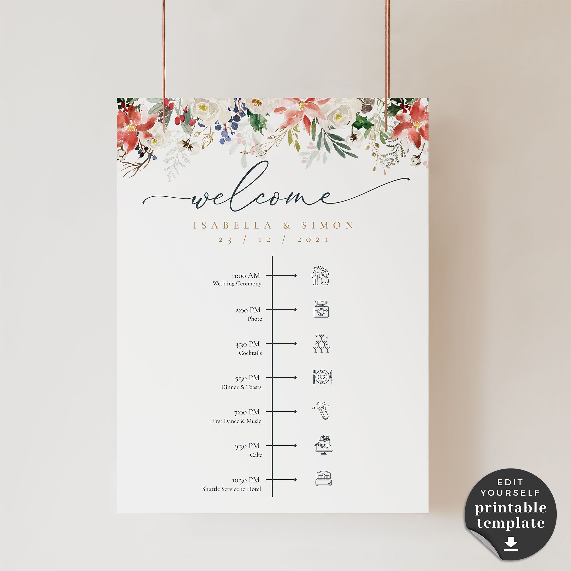 Natalia | Christmas Wedding Day Timeline Template