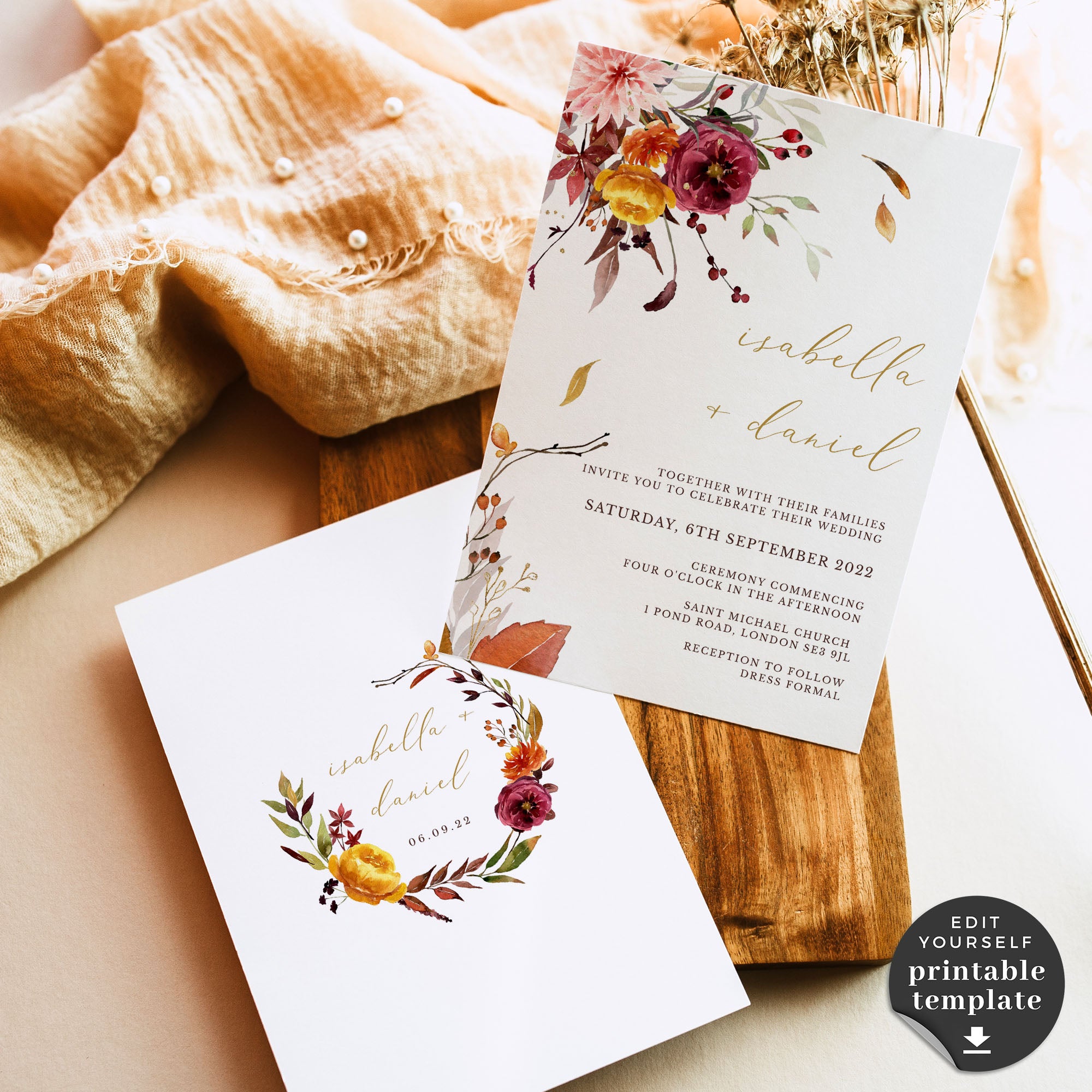 Ambra | Fall Wedding Invitation Template