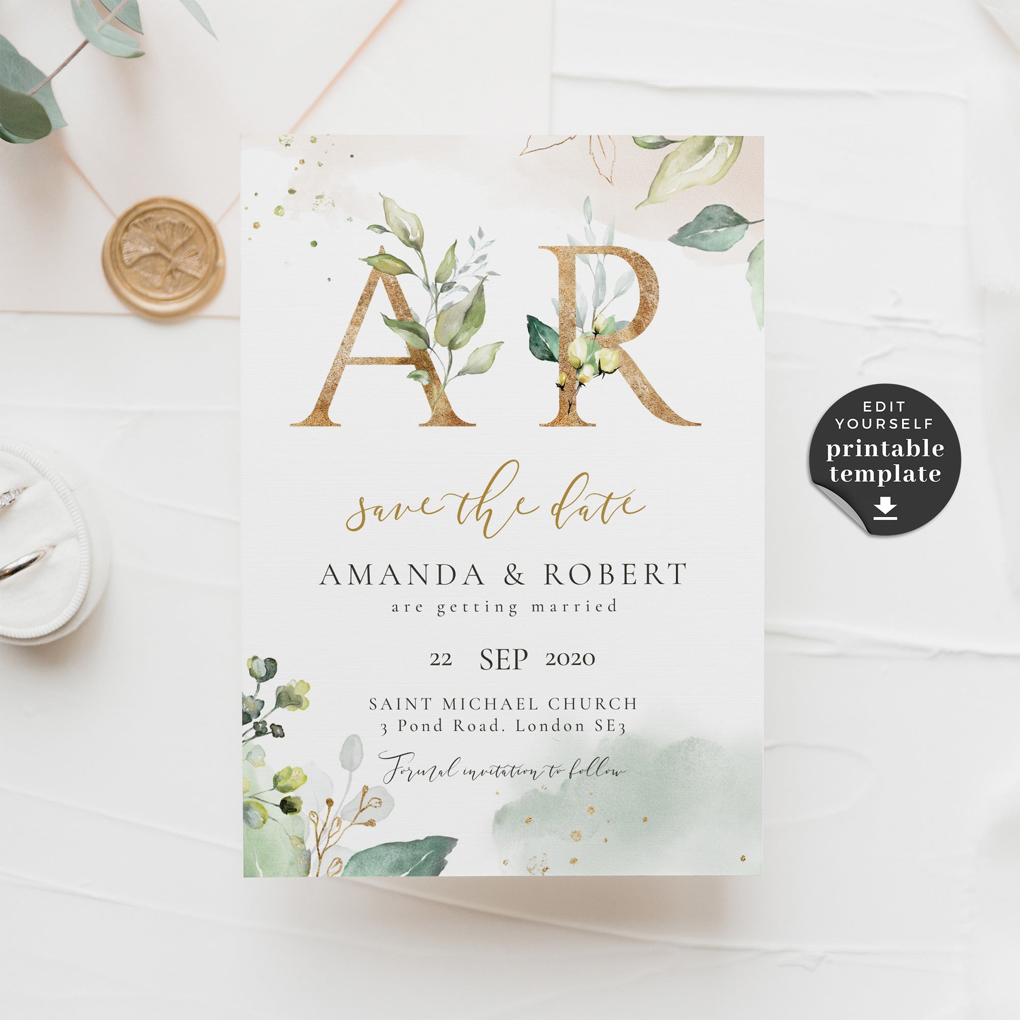 Flora | Rustic Save the Date Card Template