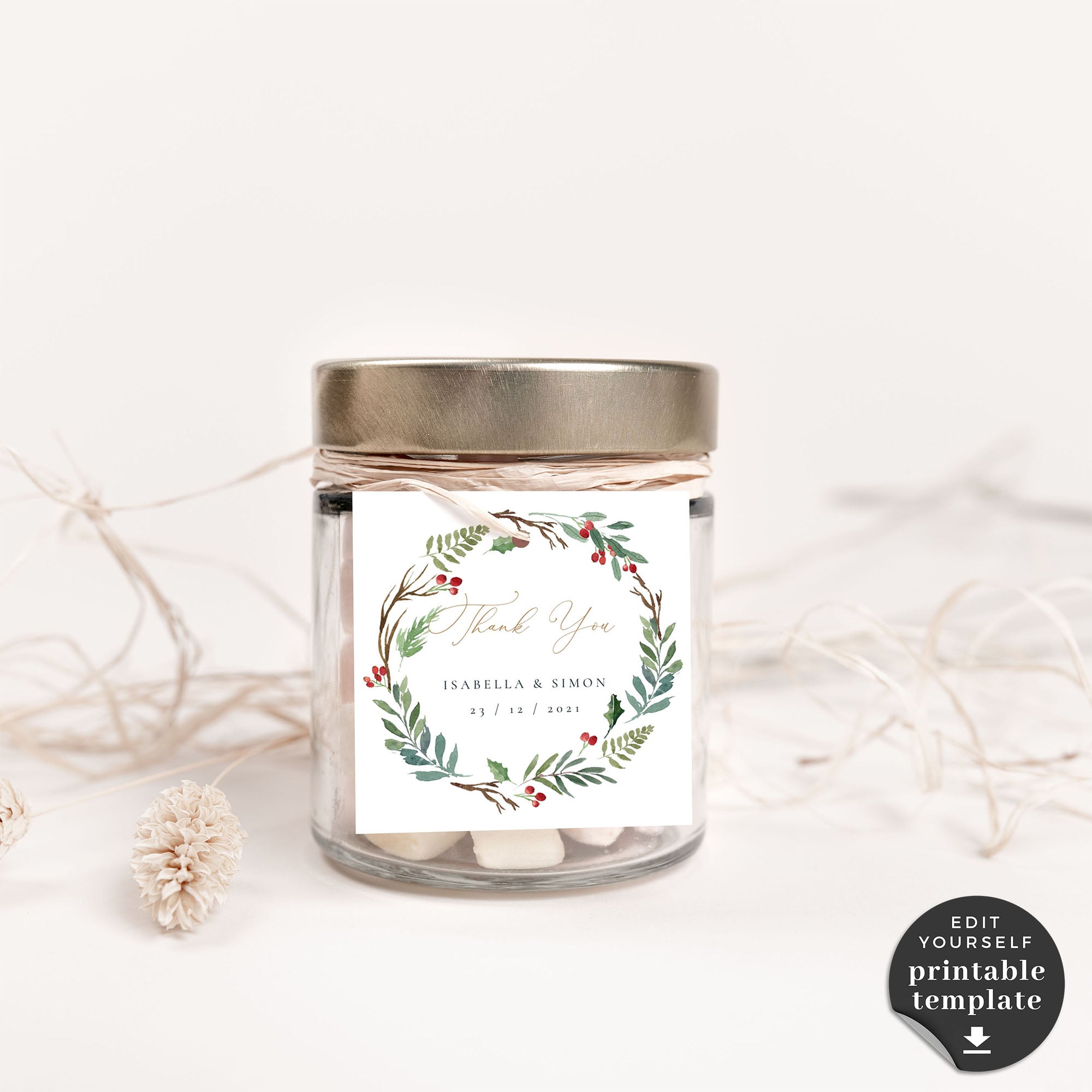 Natalia | Christmas Wedding Favor Tags Template