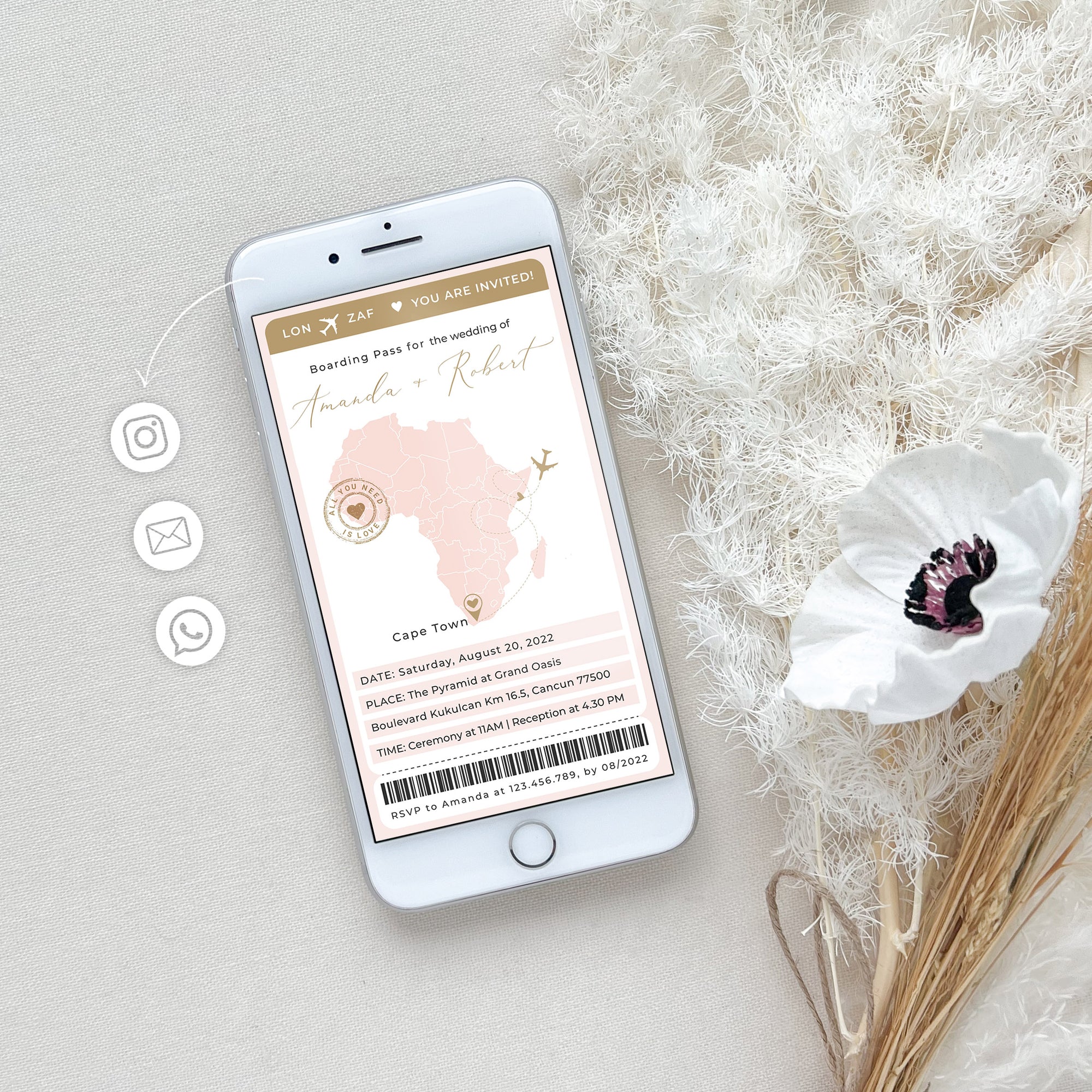 Sofia | Boarding Pass Wedding Invitation Digital