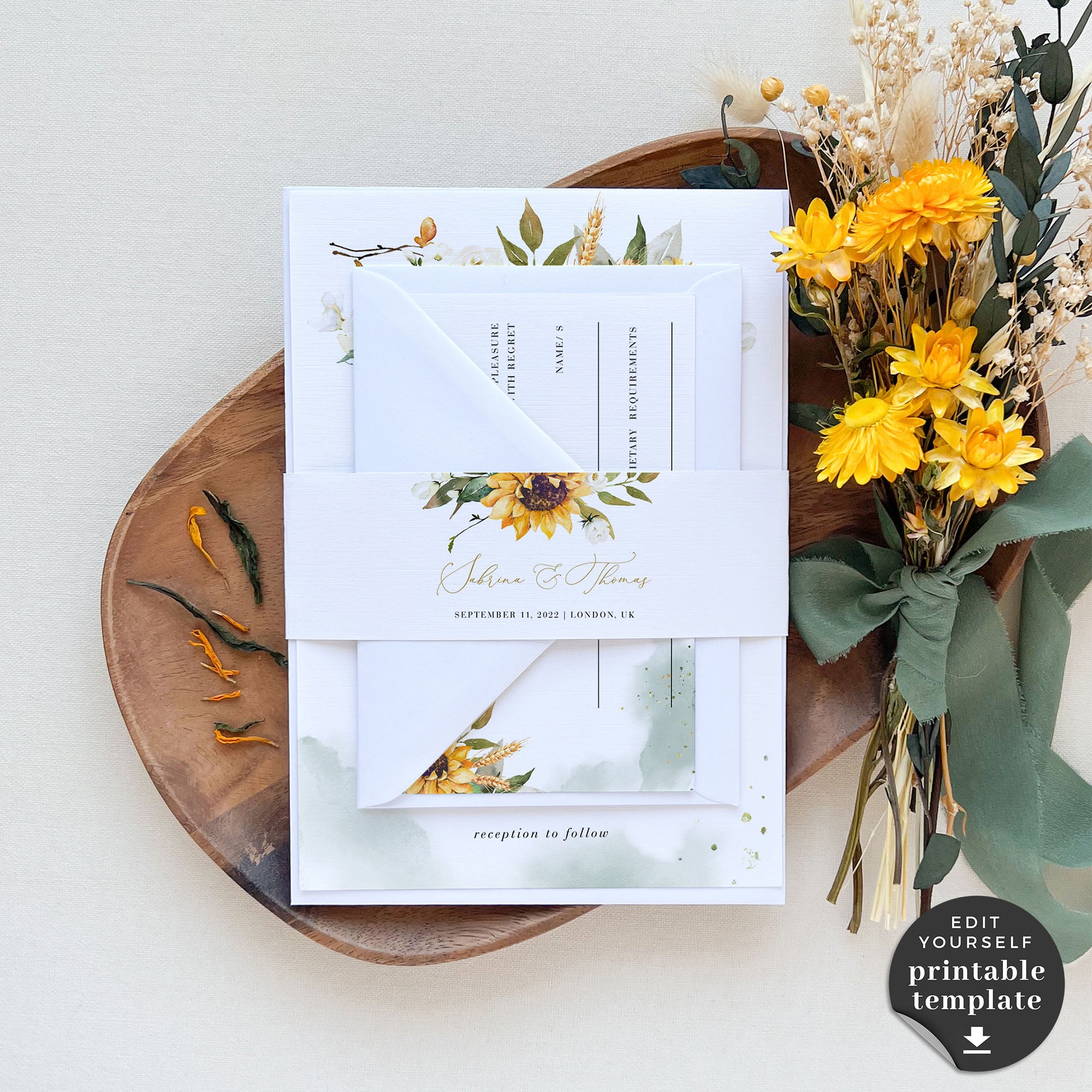 Marisol | Sunflowers Wedding Invitation Set Template