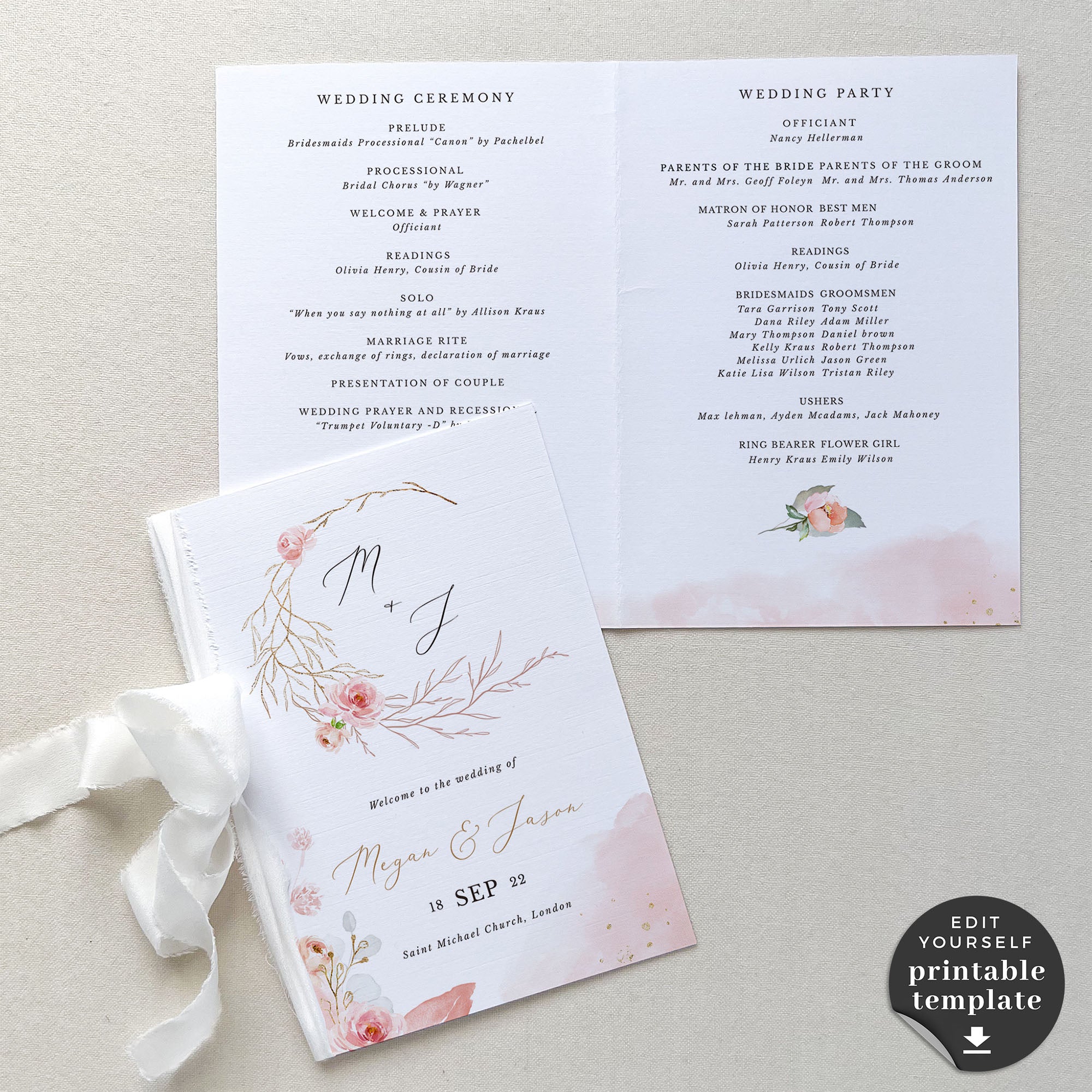 Fiorella | Printable Ceremony Program Template