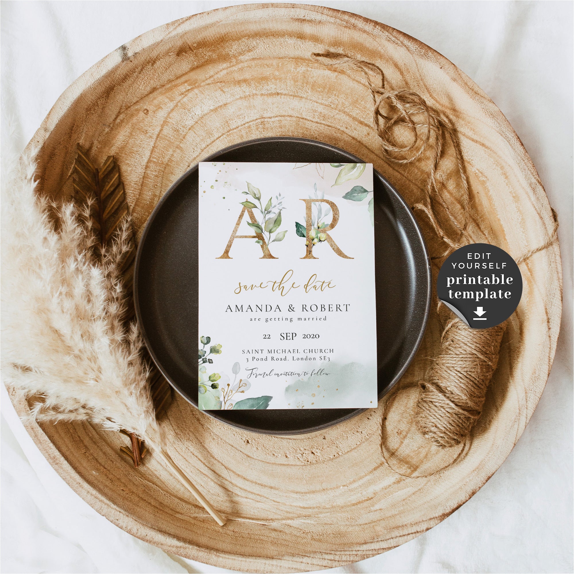 Flora | Rustic Save the Date Card Template
