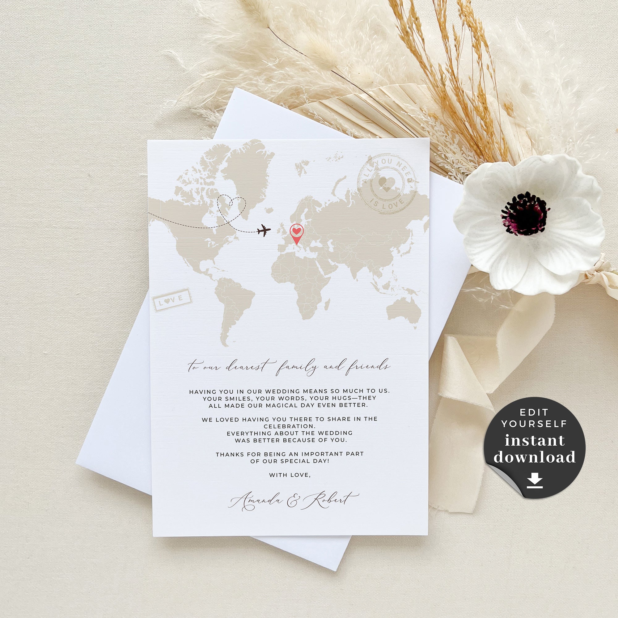 Sofia | Destination Wedding Thank you Card Template
