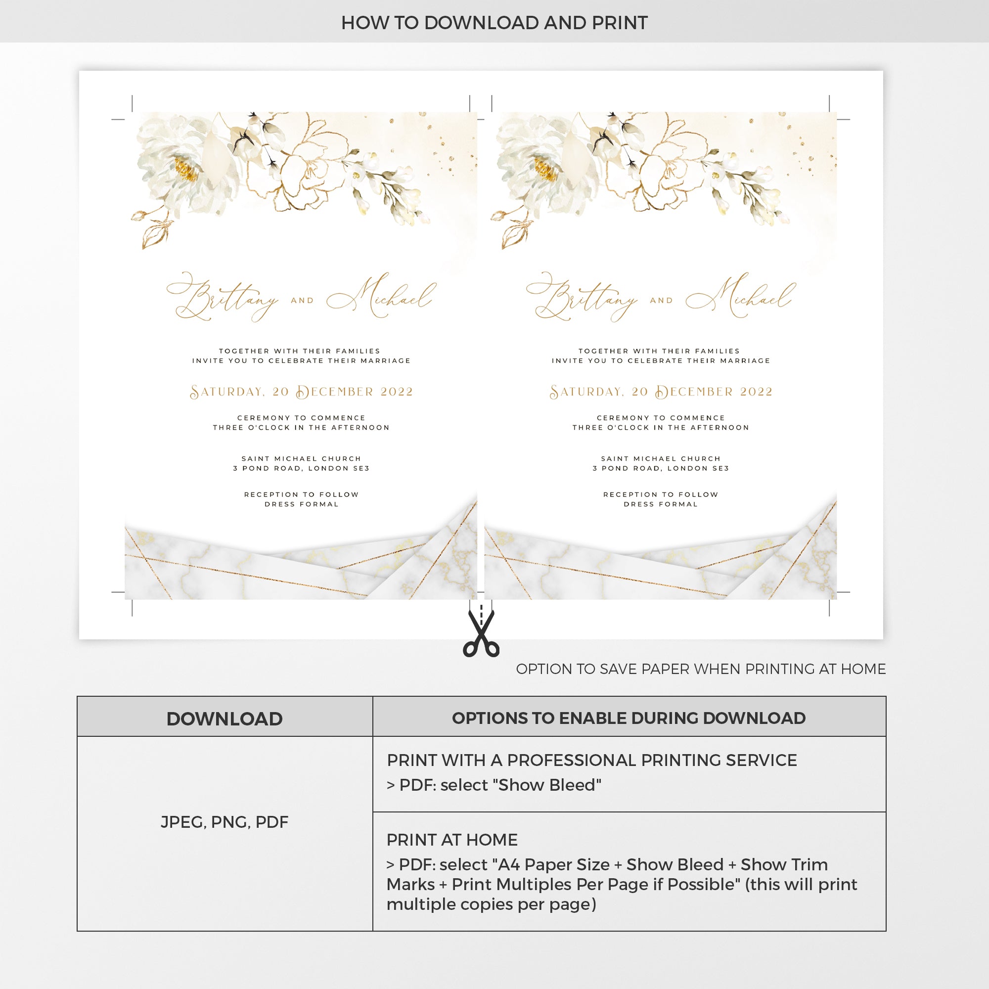 Dora | Elegant wedding invitation Editable