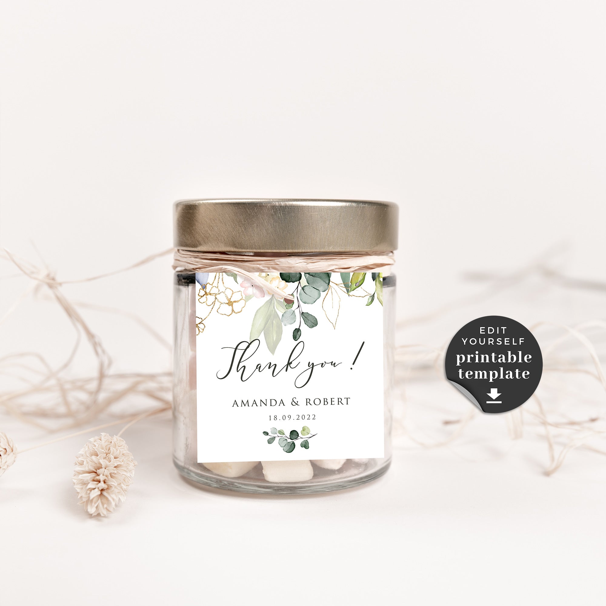 Flora | Rustic Wedding Favour Tags Template