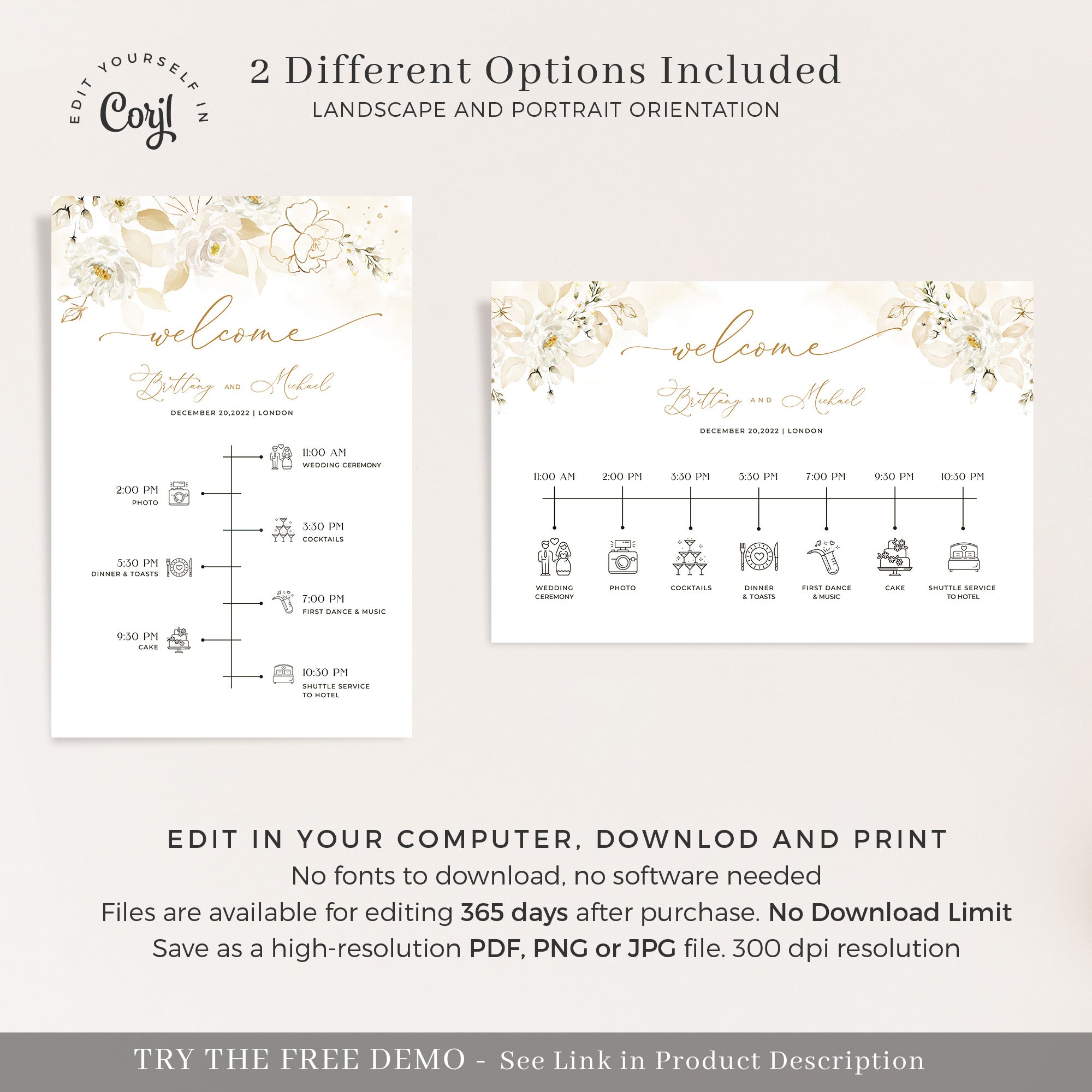 Dora | Wedding Reception Timeline Template