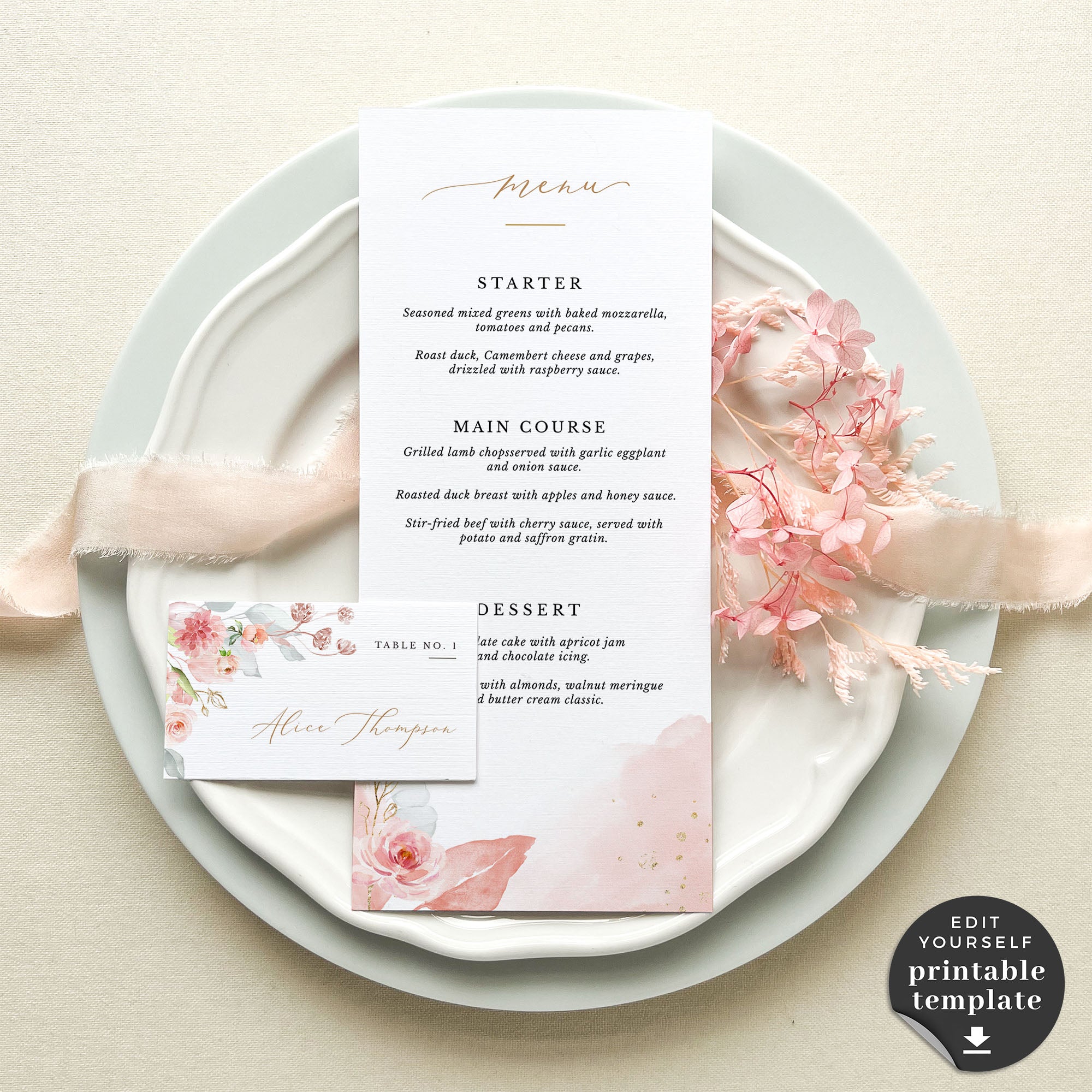 Fiorella | Printable Wedding Menu Card
