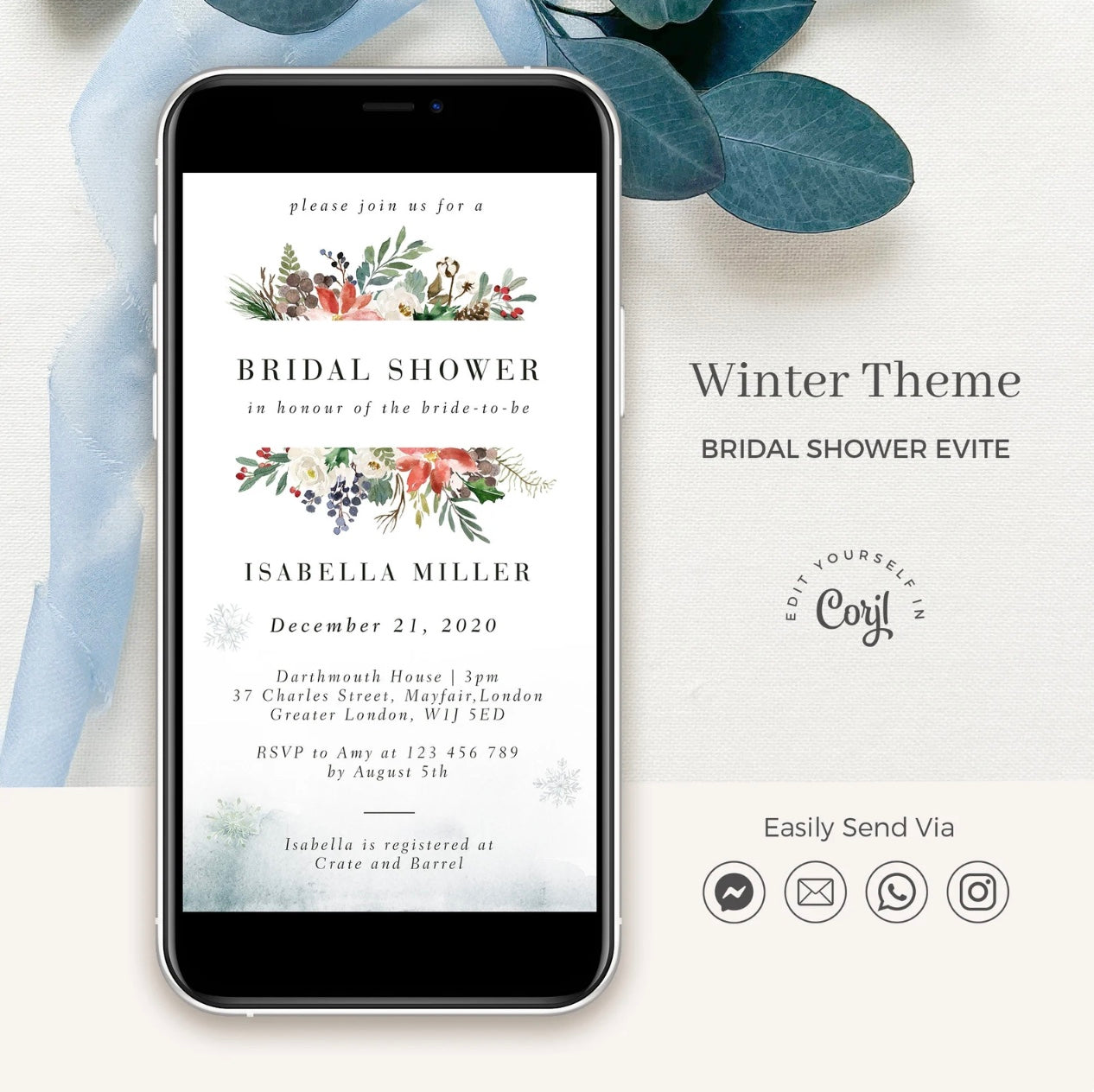Natalia | Christmas Themed Bridal Shower Evite