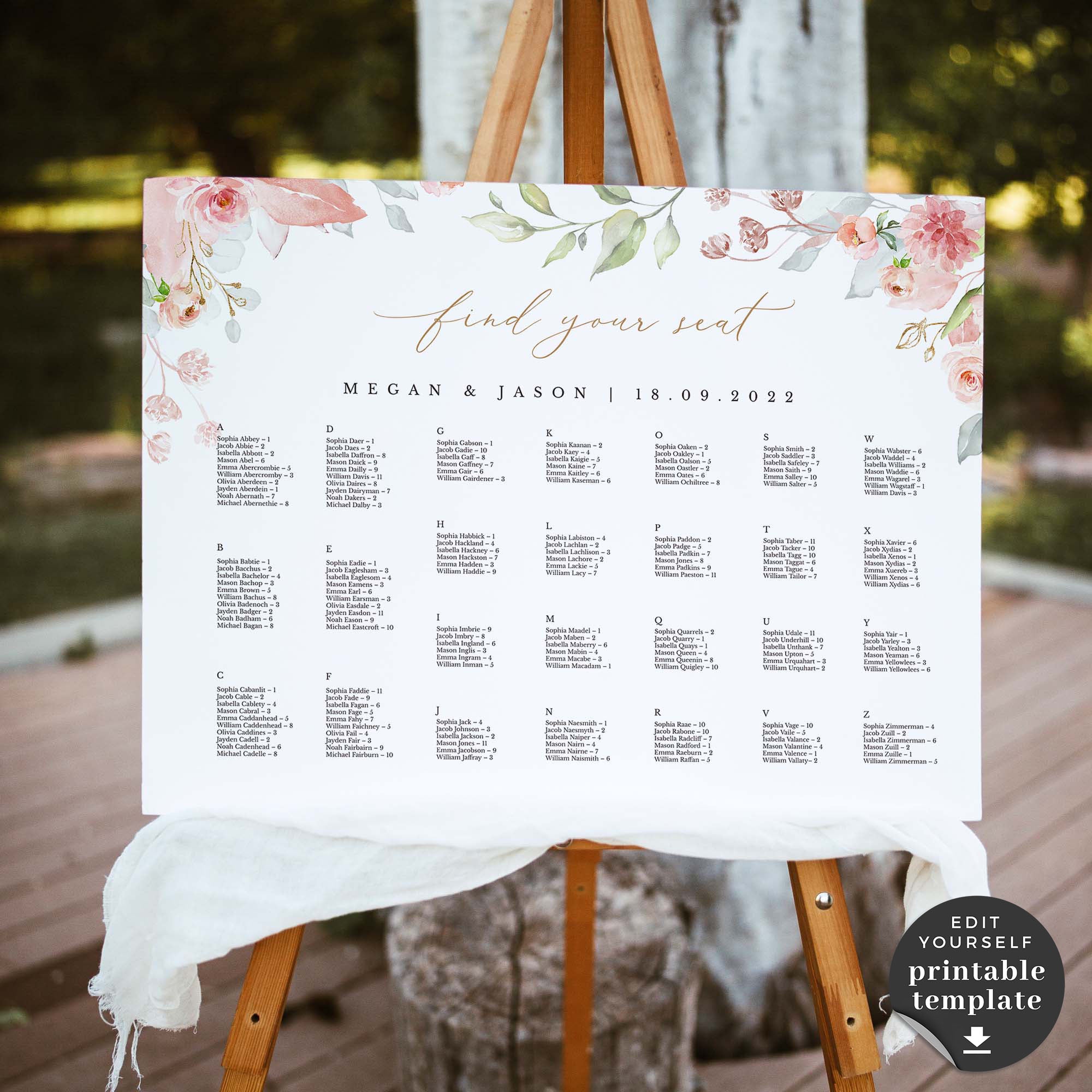 Fiorella | Seating Chart Wedding Template