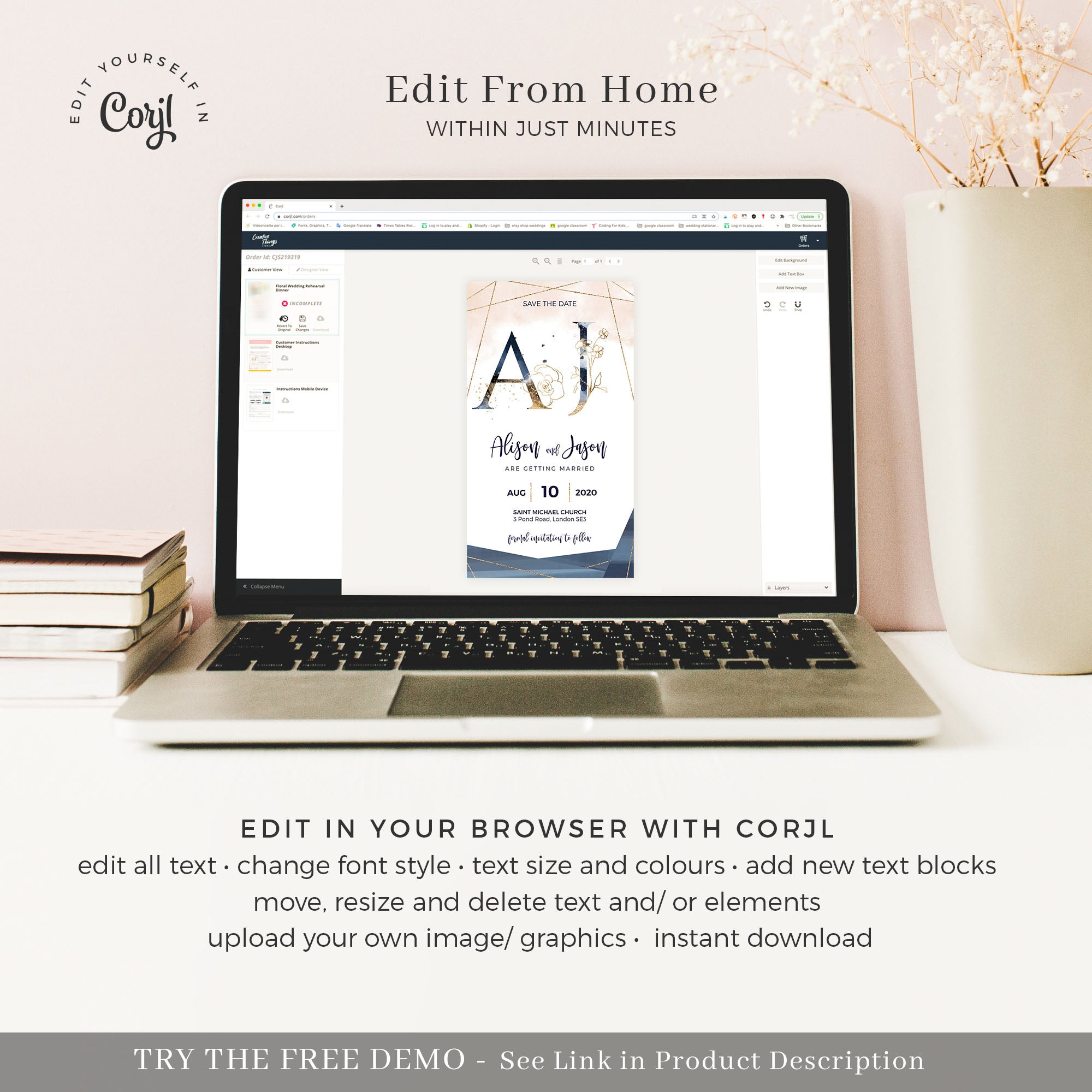 Antea | Blush &amp; Navy Electronic Save the Date