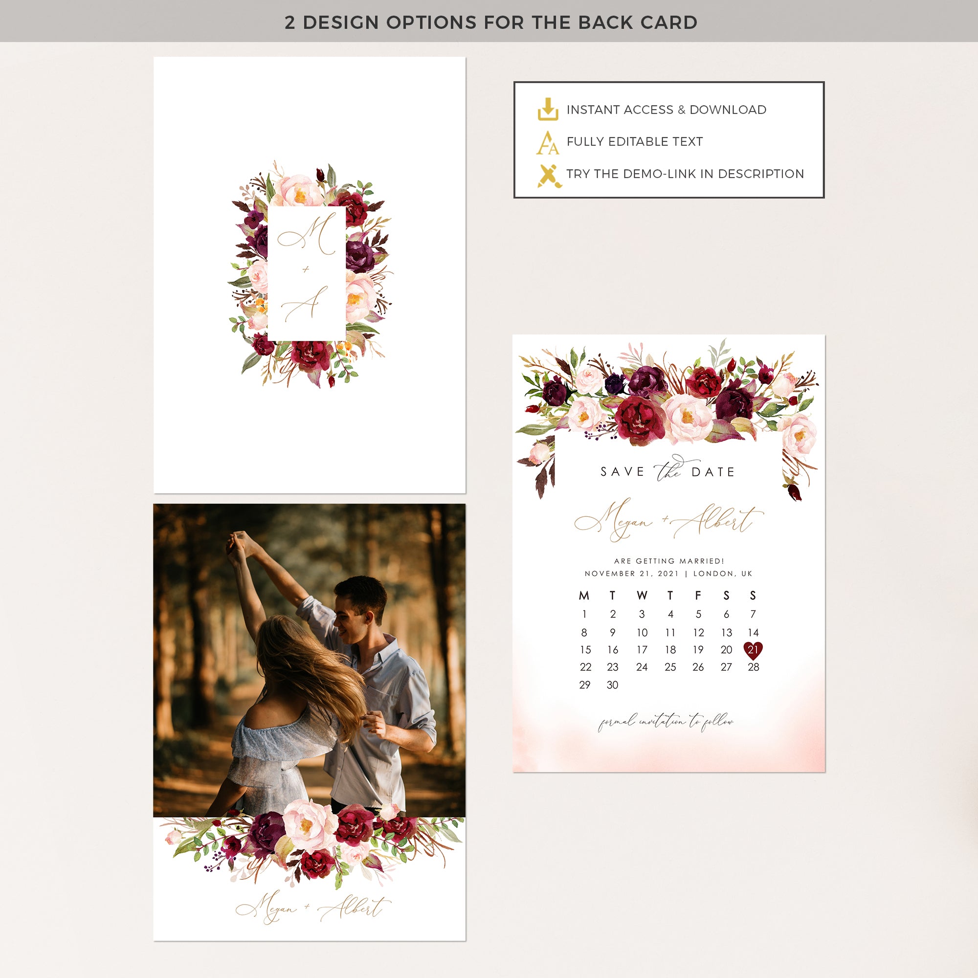 Rosita | Calendar Save the Date Card Template