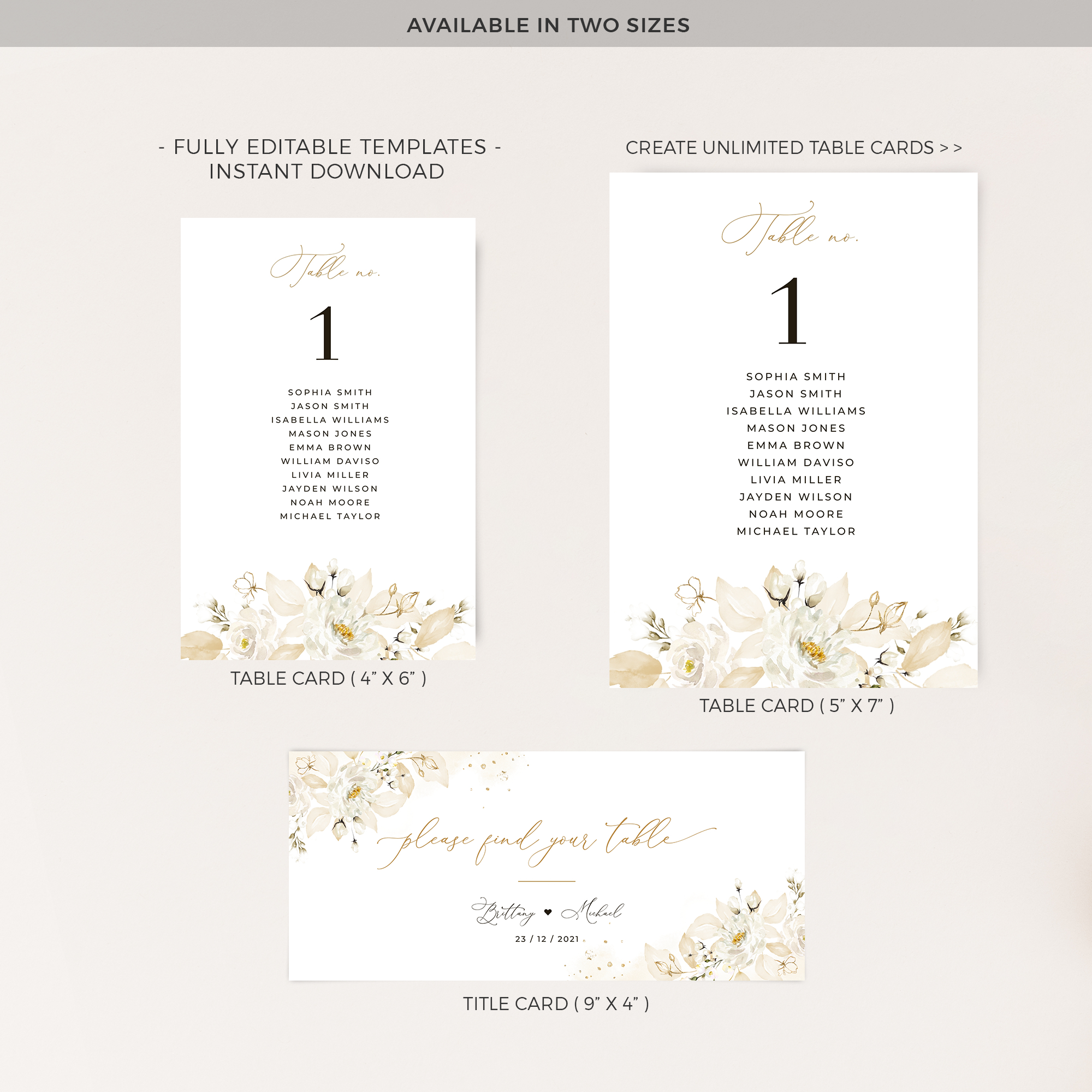 Dora | Elegant Seating Cards Wedding Template