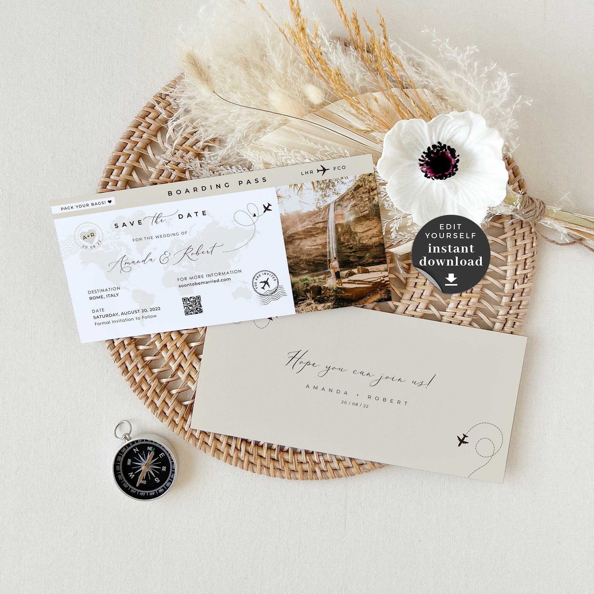 Sofia | Boarding Pass Save The Date Printable