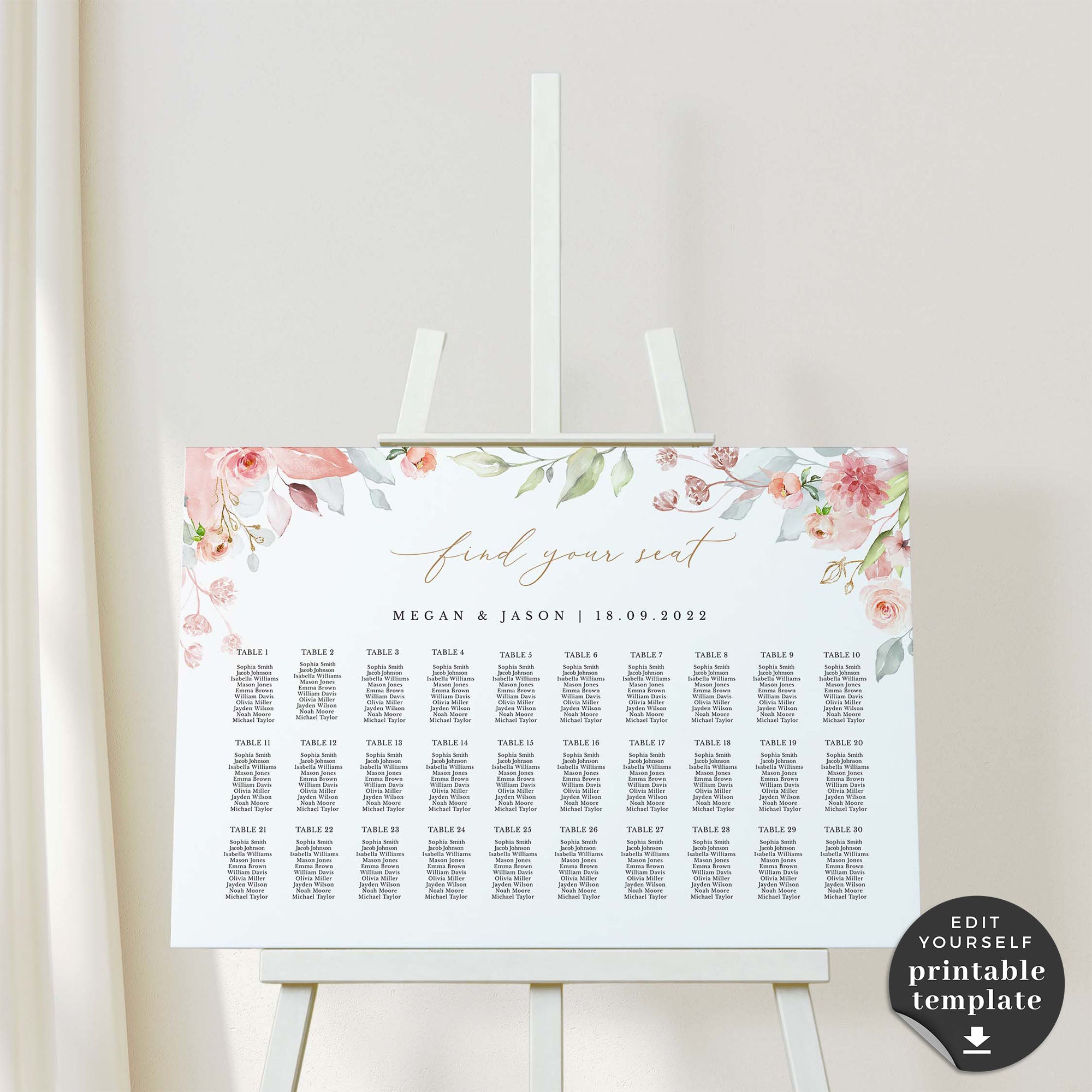 Fiorella | Seating Chart Wedding Template