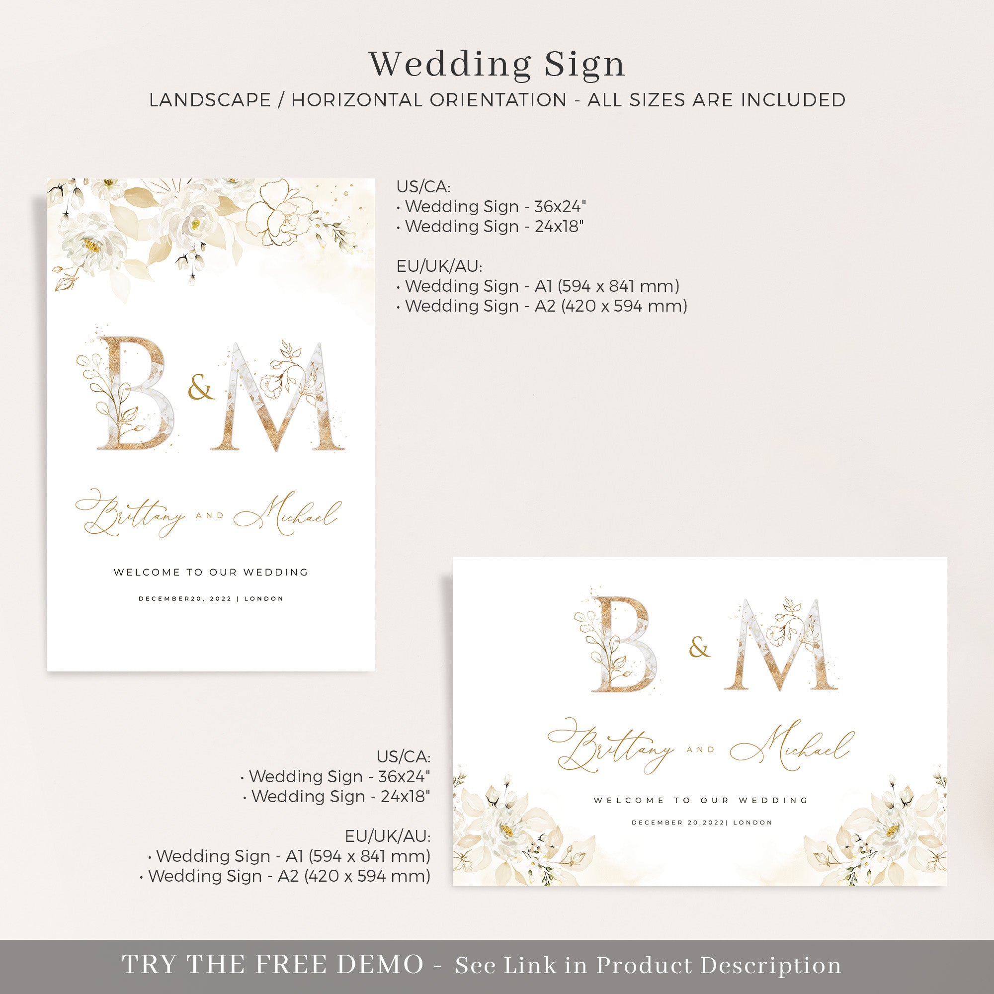 Dora | Elegant Wedding Sign Template