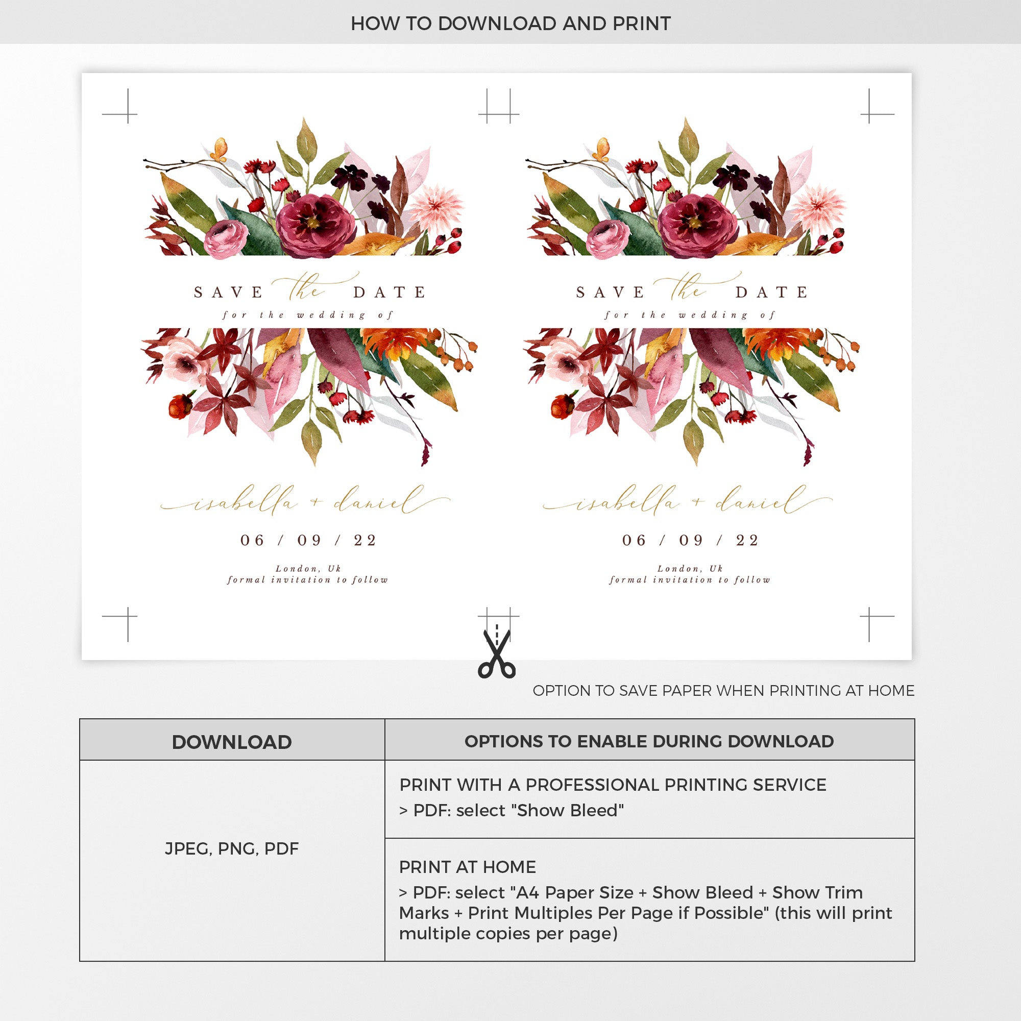 Ambra | Fall Wedding Save the Date Card Template