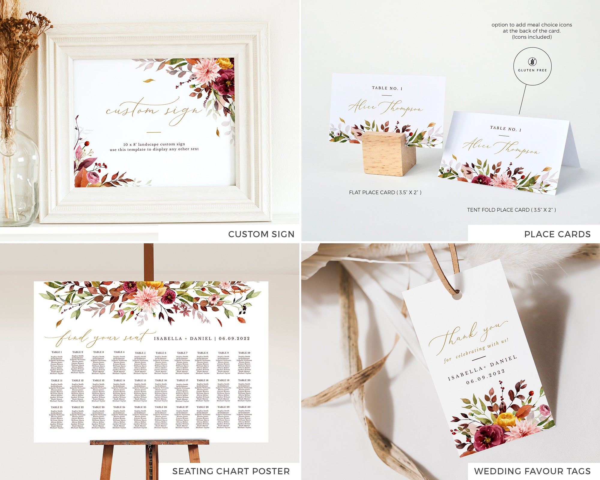 Ambra | Fall Wedding Stationery Bundle Templates DIY