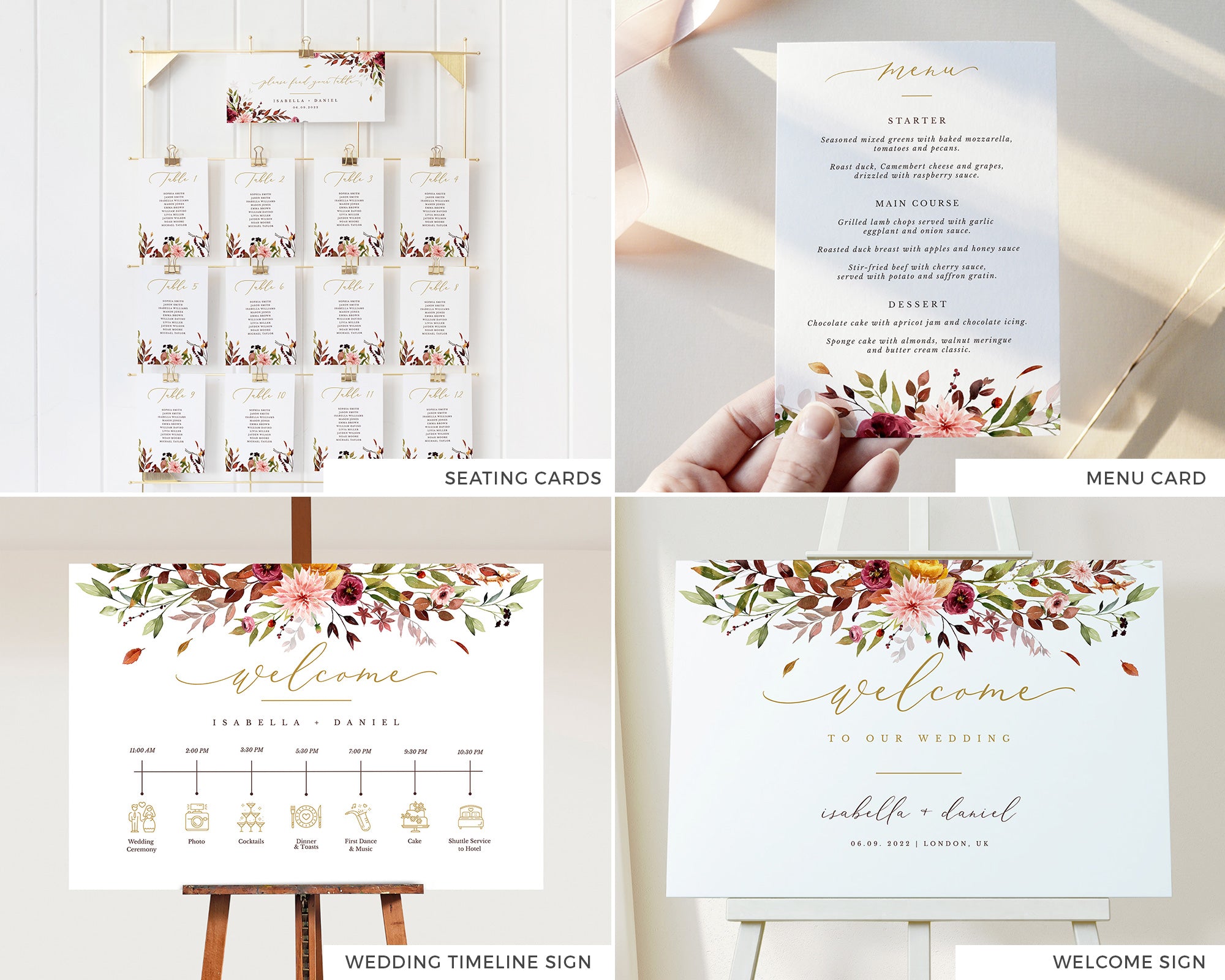 Ambra | Fall Wedding Stationery Bundle Templates DIY