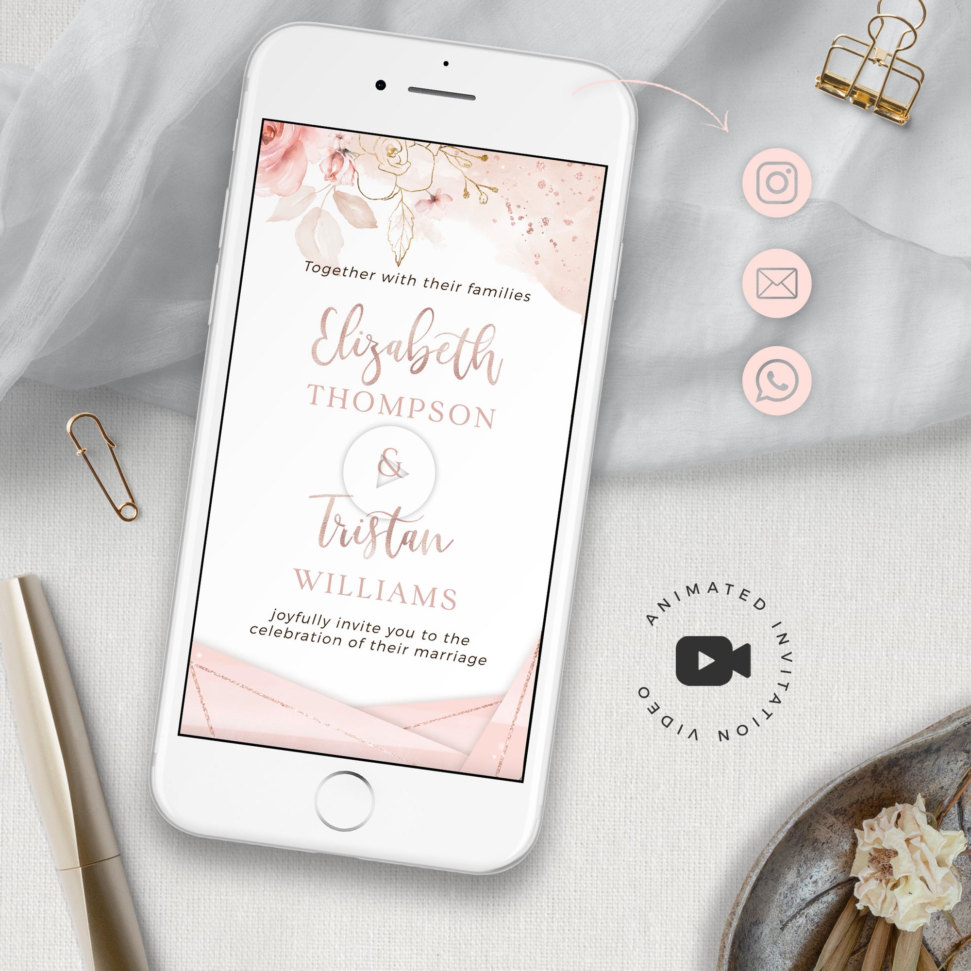 Aurora | Rose Gold Wedding Invitation Video