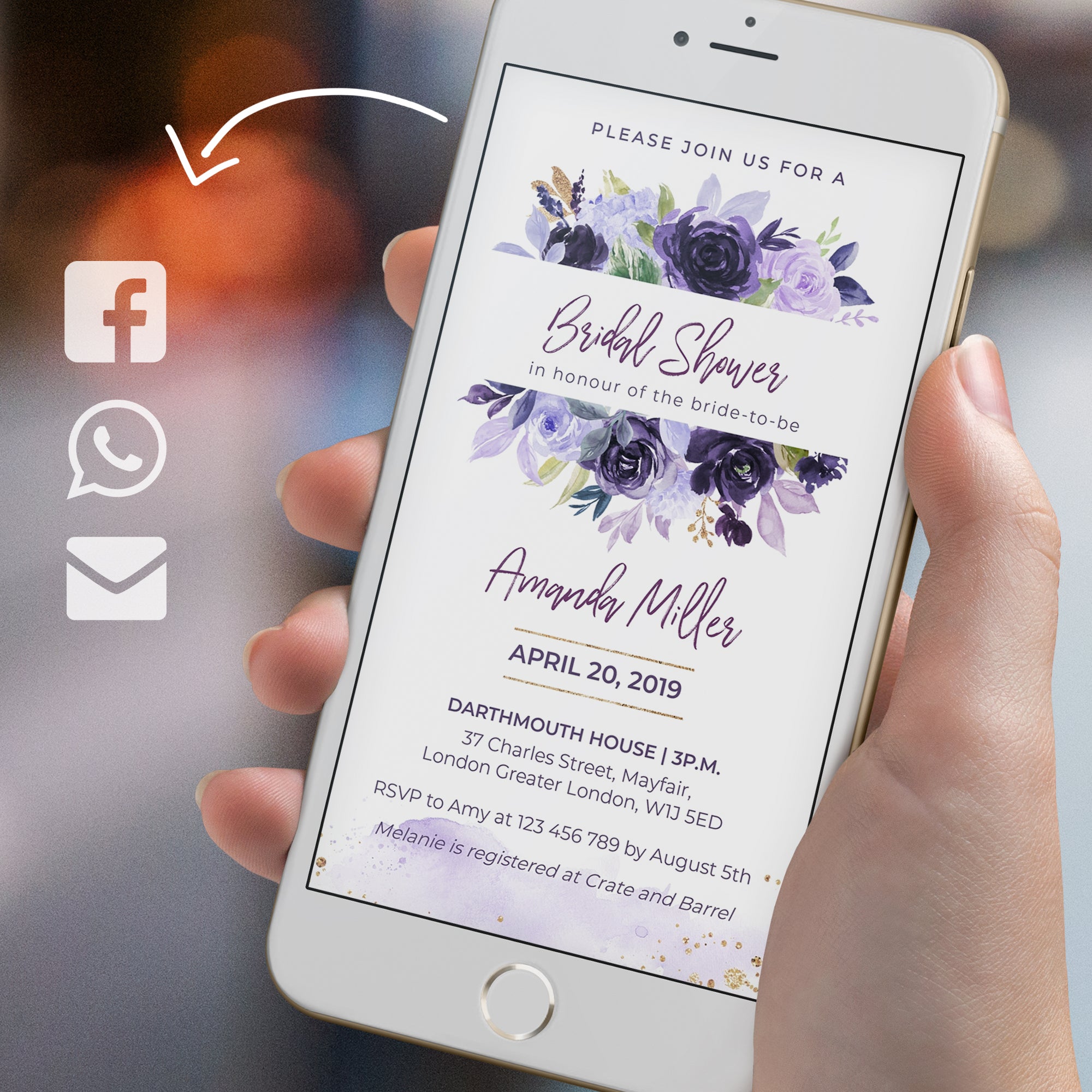 Violetta | Purple Bridal Shower Evite