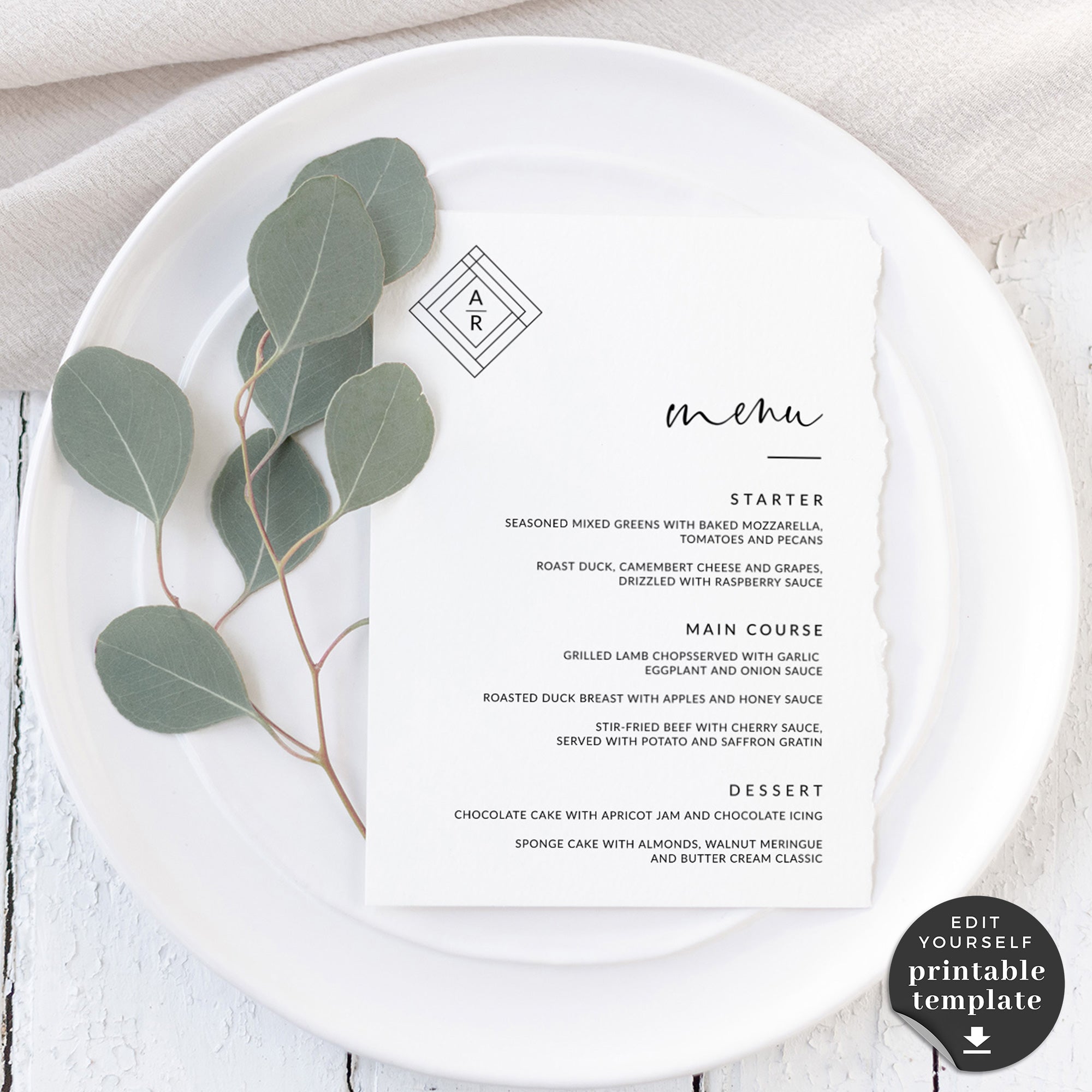 Giulia | Minimalist Wedding Menu Card Template