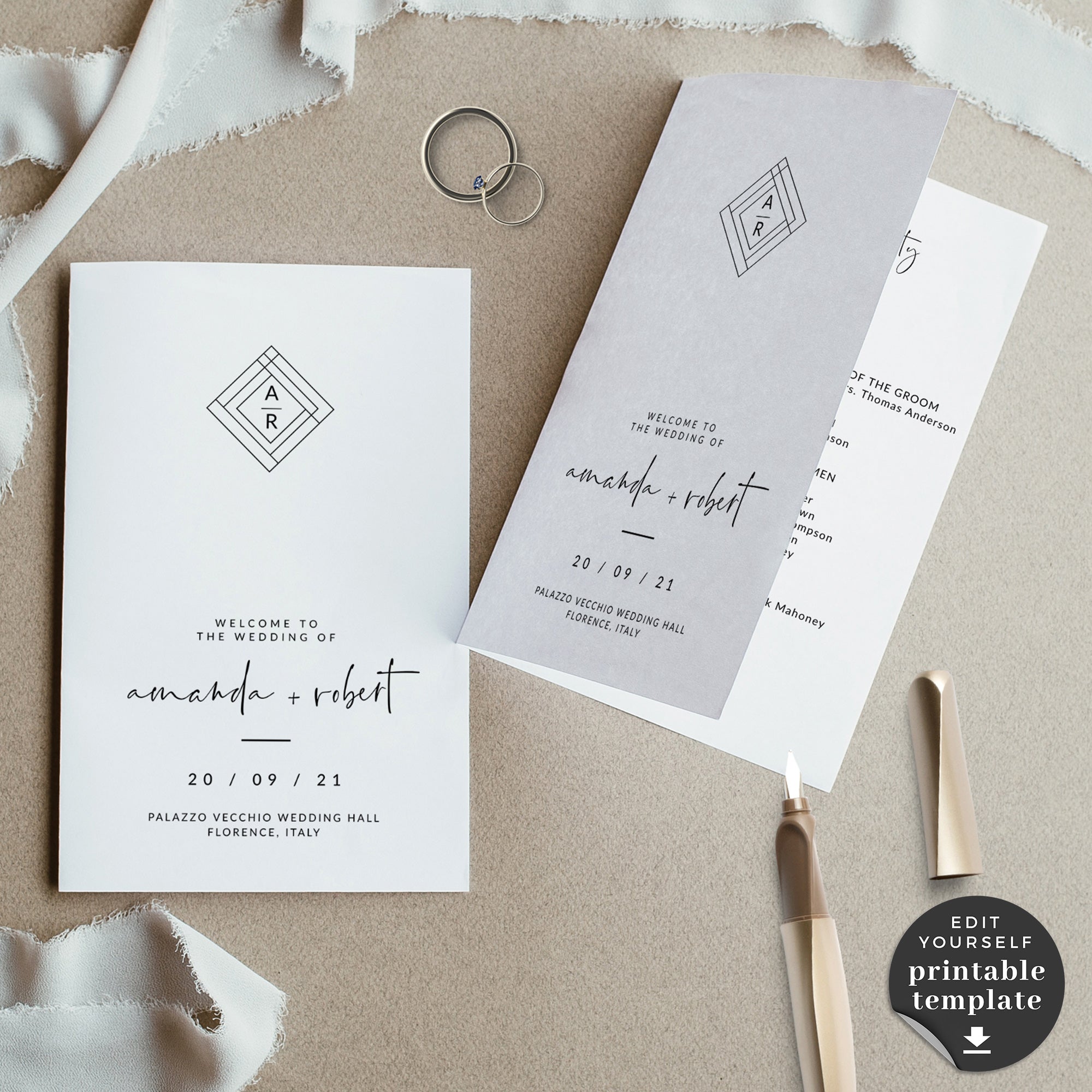 Giulia | Minimalist Wedding Program Template