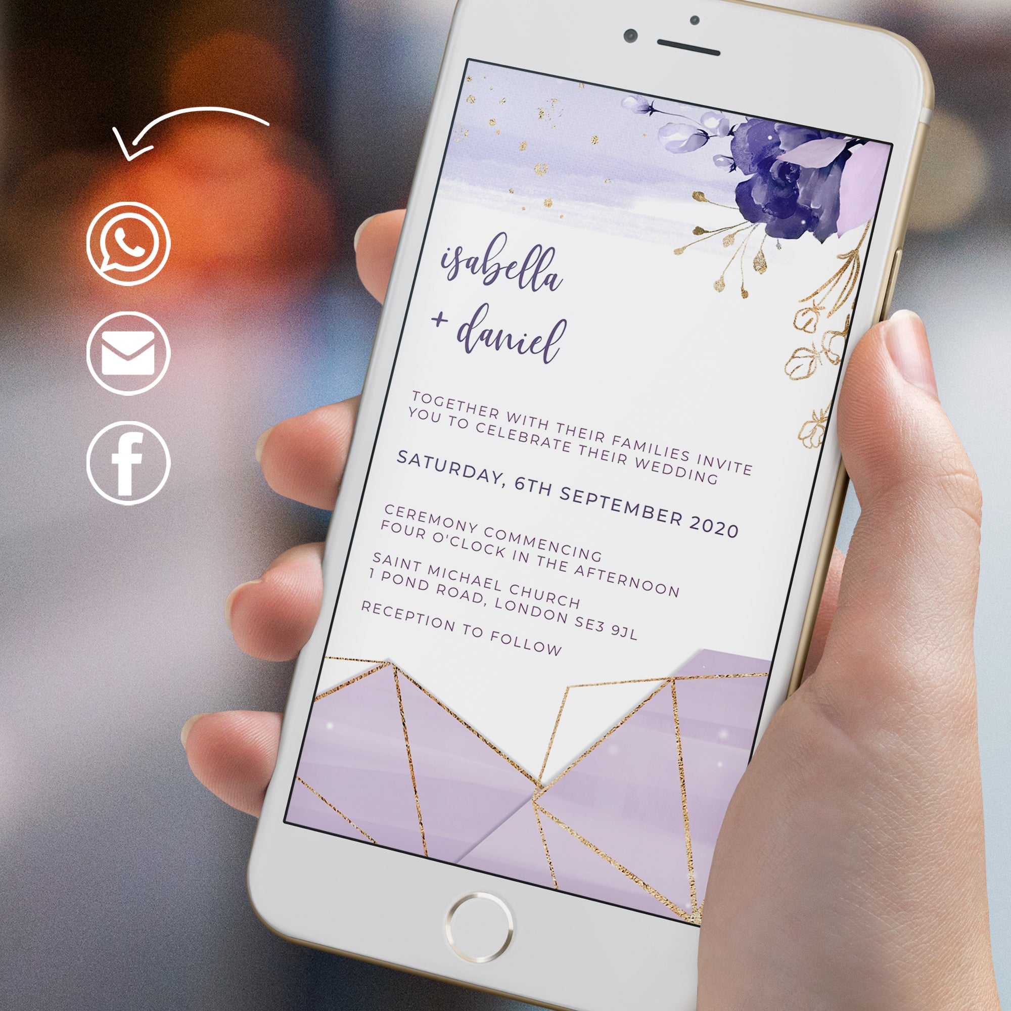 Violetta | Purple Electronic Wedding Invitation