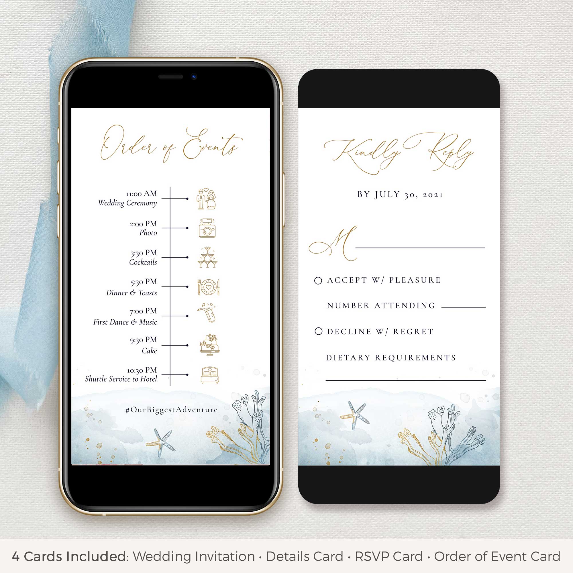 Marina | Digital Beach Wedding Invitation with RSVP