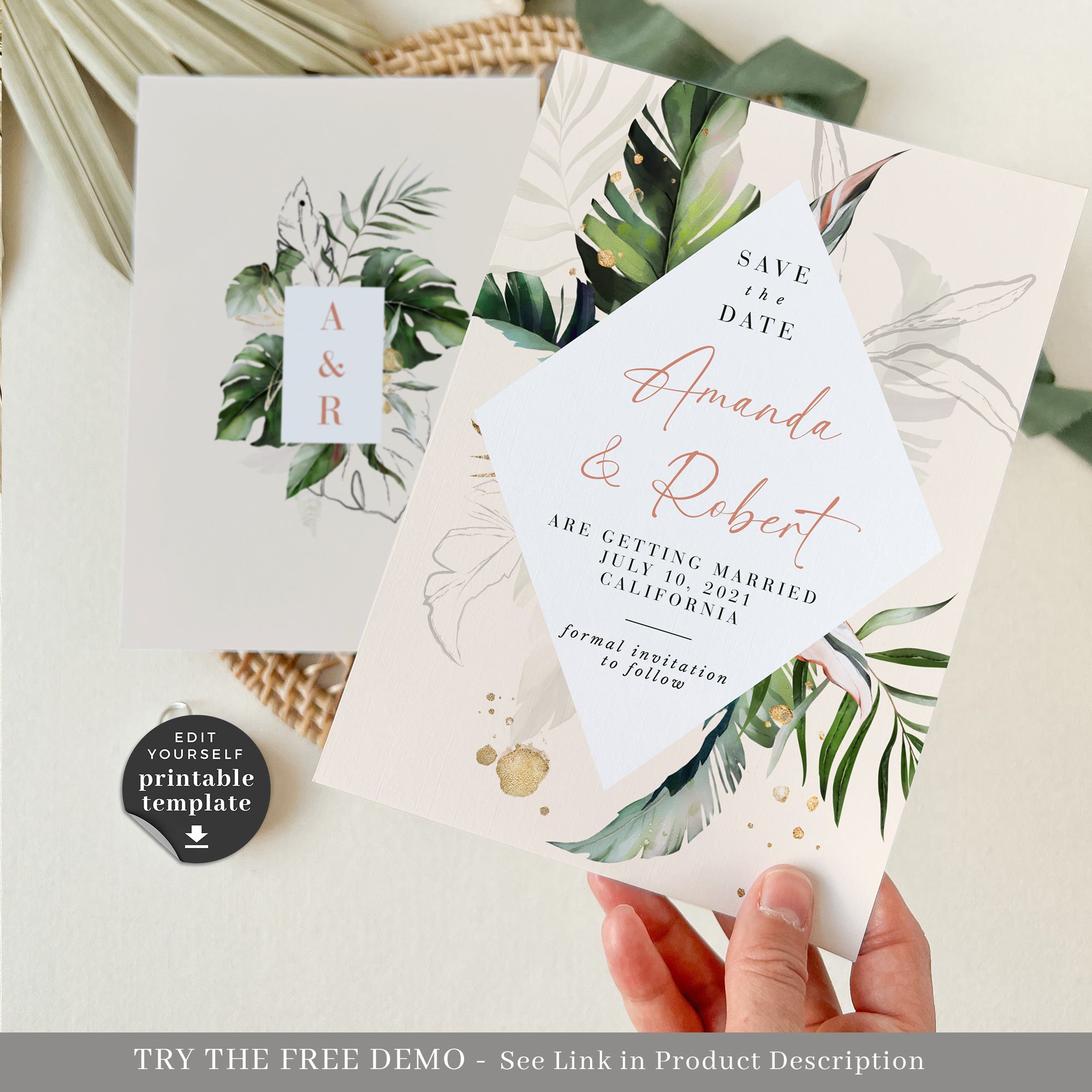 Palma | Tropical Save the Date Card Template